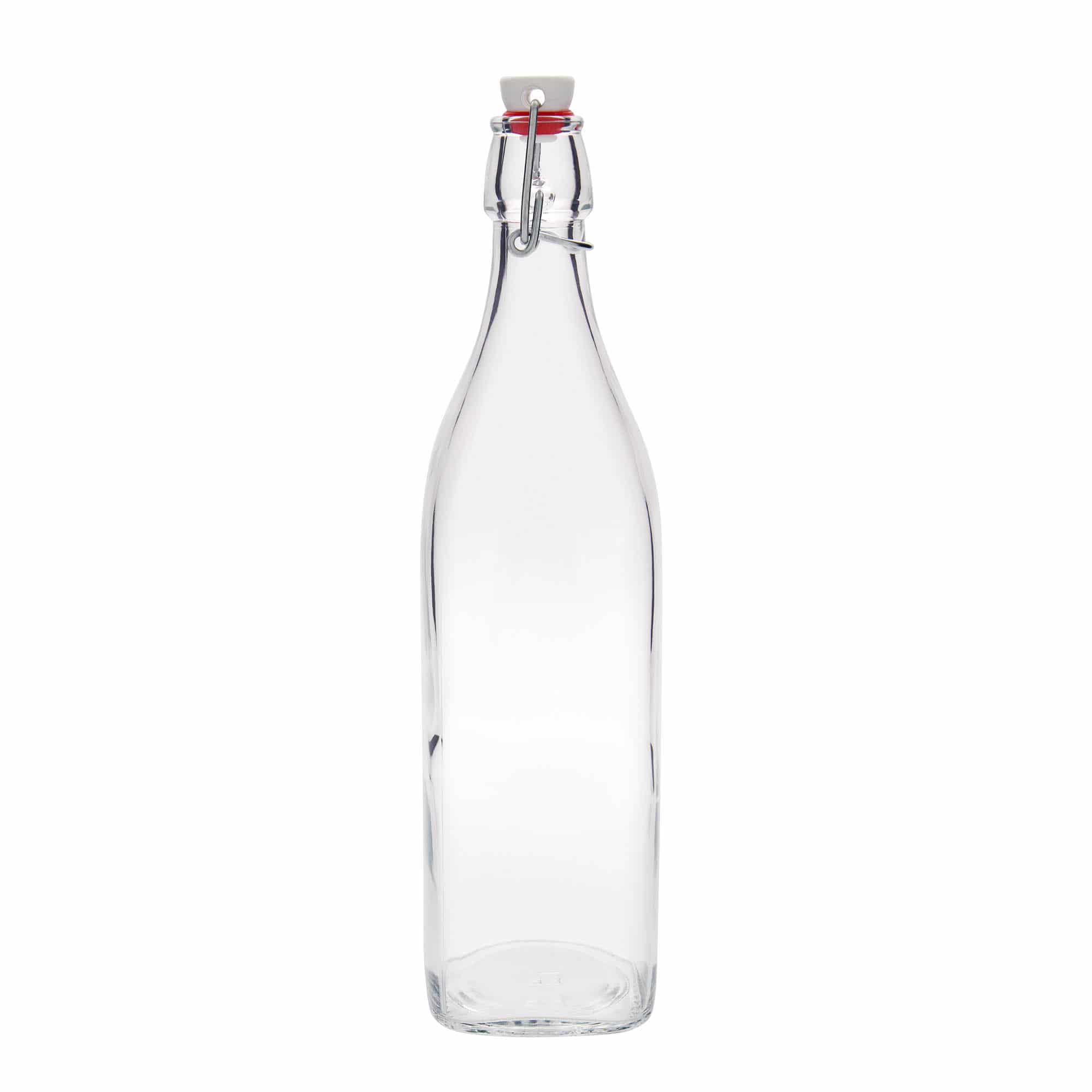 1000 ml lasipullo 'Swing, neliö, suu: patenttikorkki