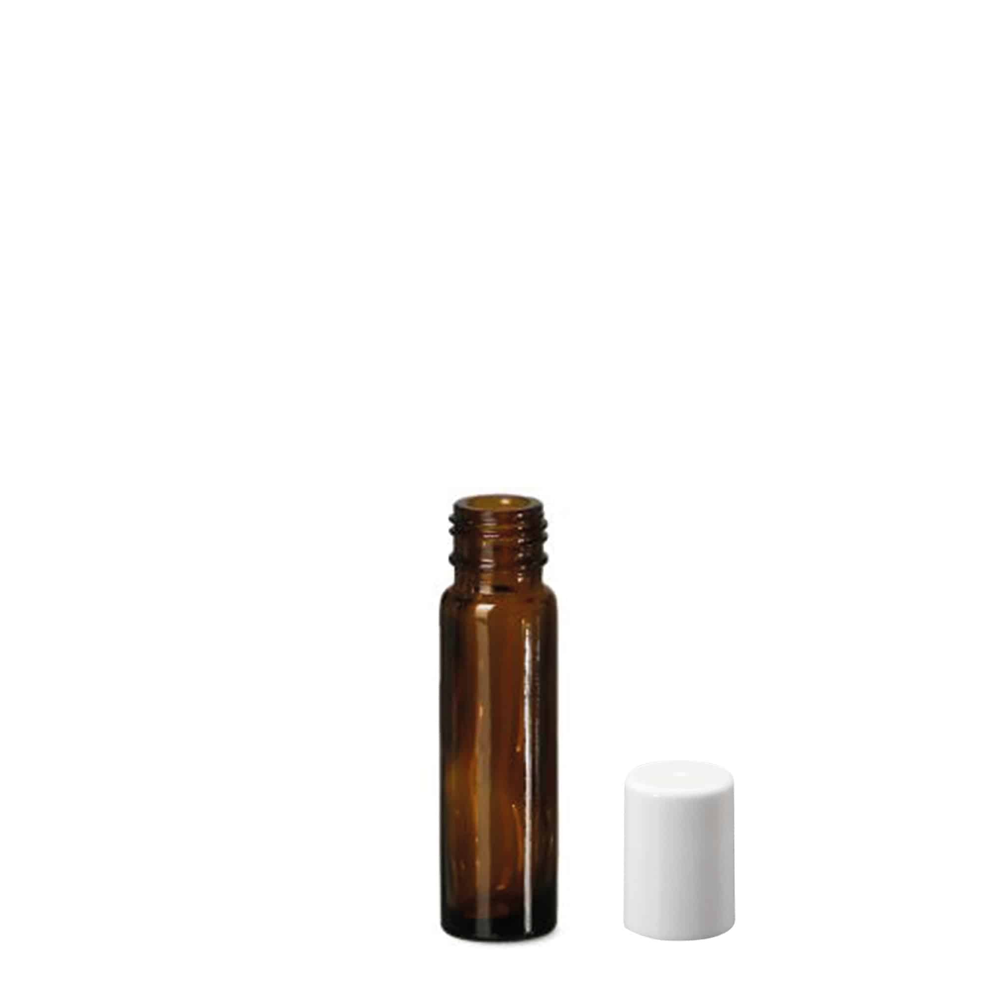 10 ml roll-on-pullo, lasi, ruskea, suu: kierrekorkki