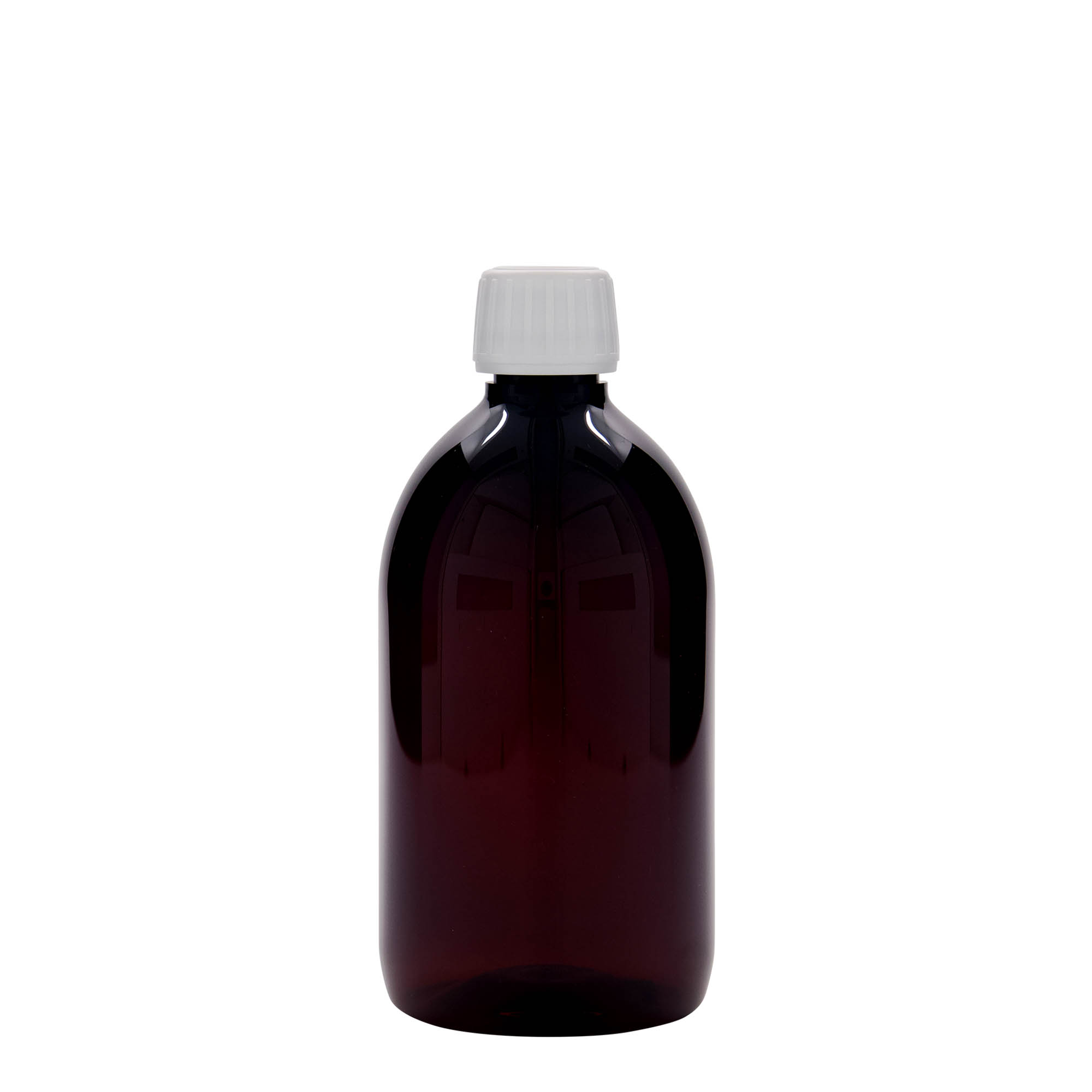 500 ml PET-lääke pullo, ruskea, muovi, suuaukko: PP 28