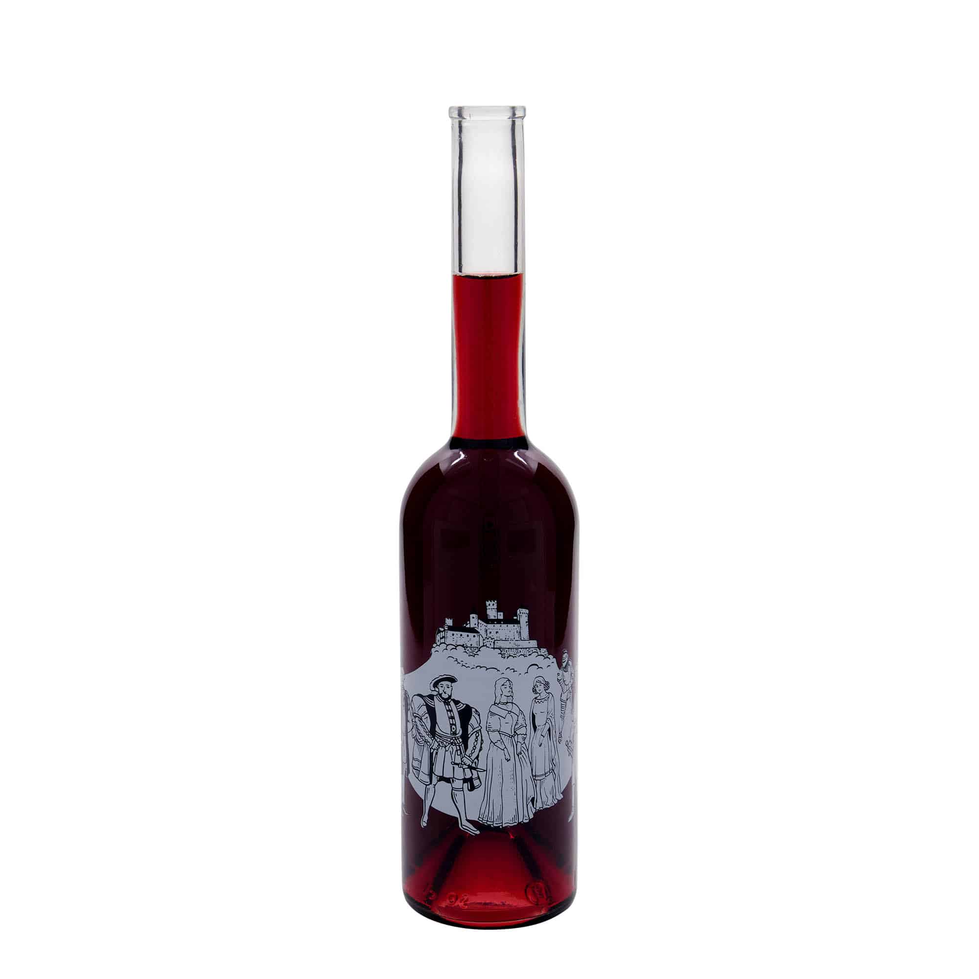 500 ml lasipullo 'Ooppera', kuvio: keski-ikä, suu: korkki