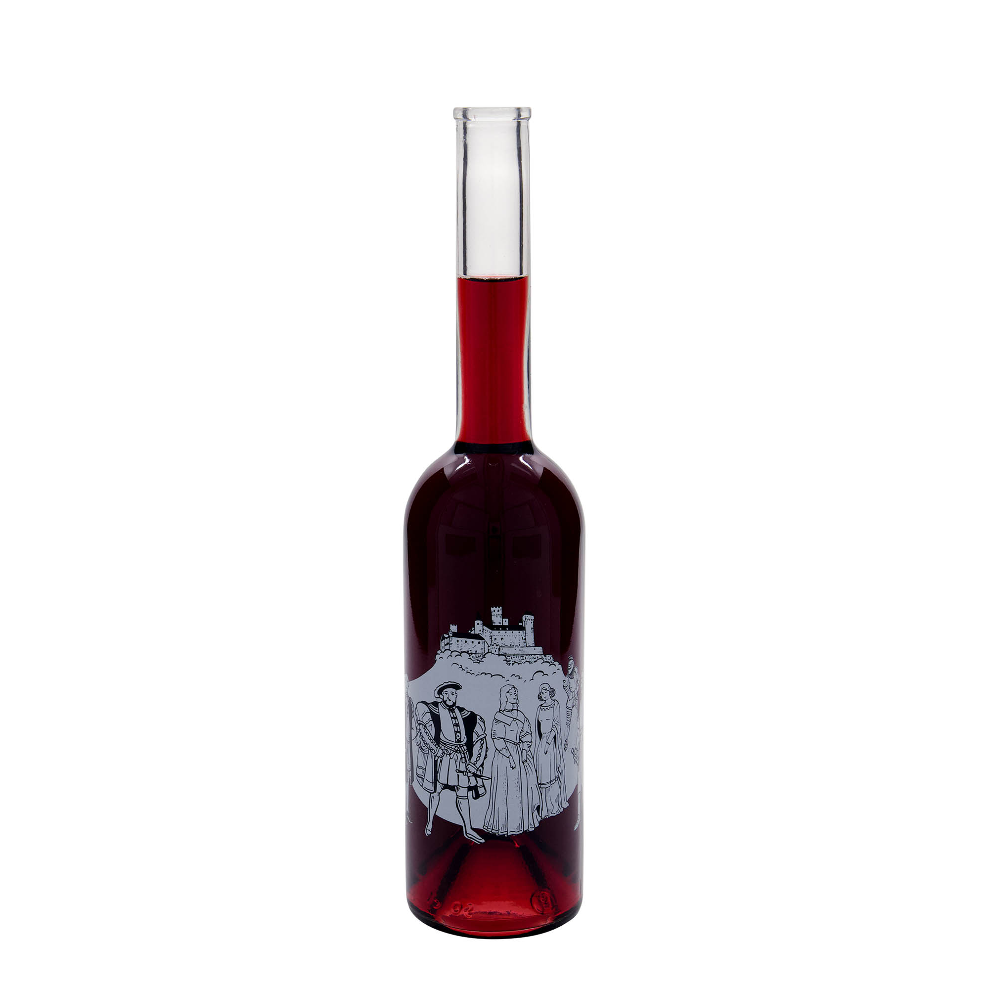 500 ml lasipullo 'Opera', kuva-aihe: Keskiaika, suuaukko: korkki