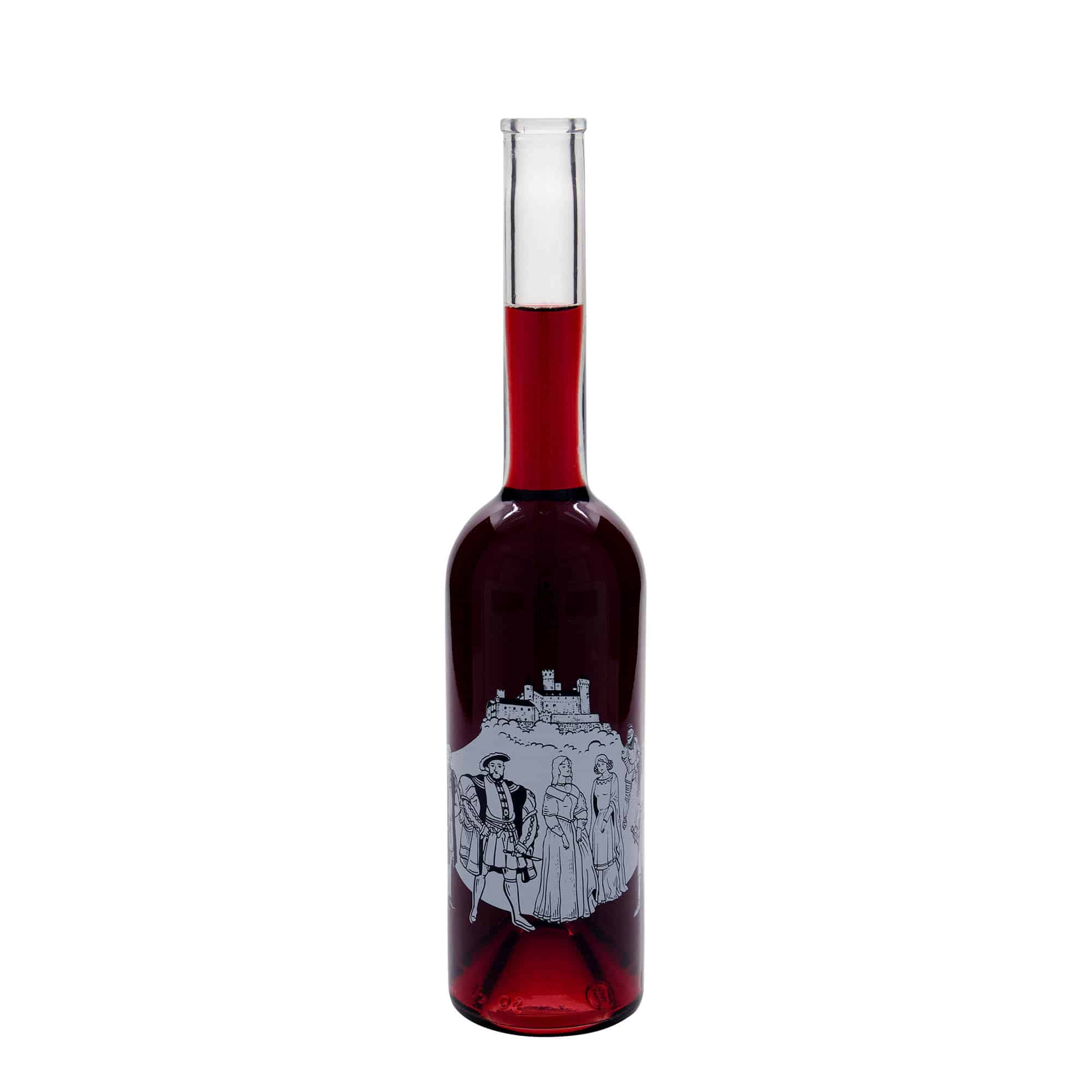 500 ml lasipullo ”Opera”, kuva-aihe: Keskiaika, suuaukko: korkki