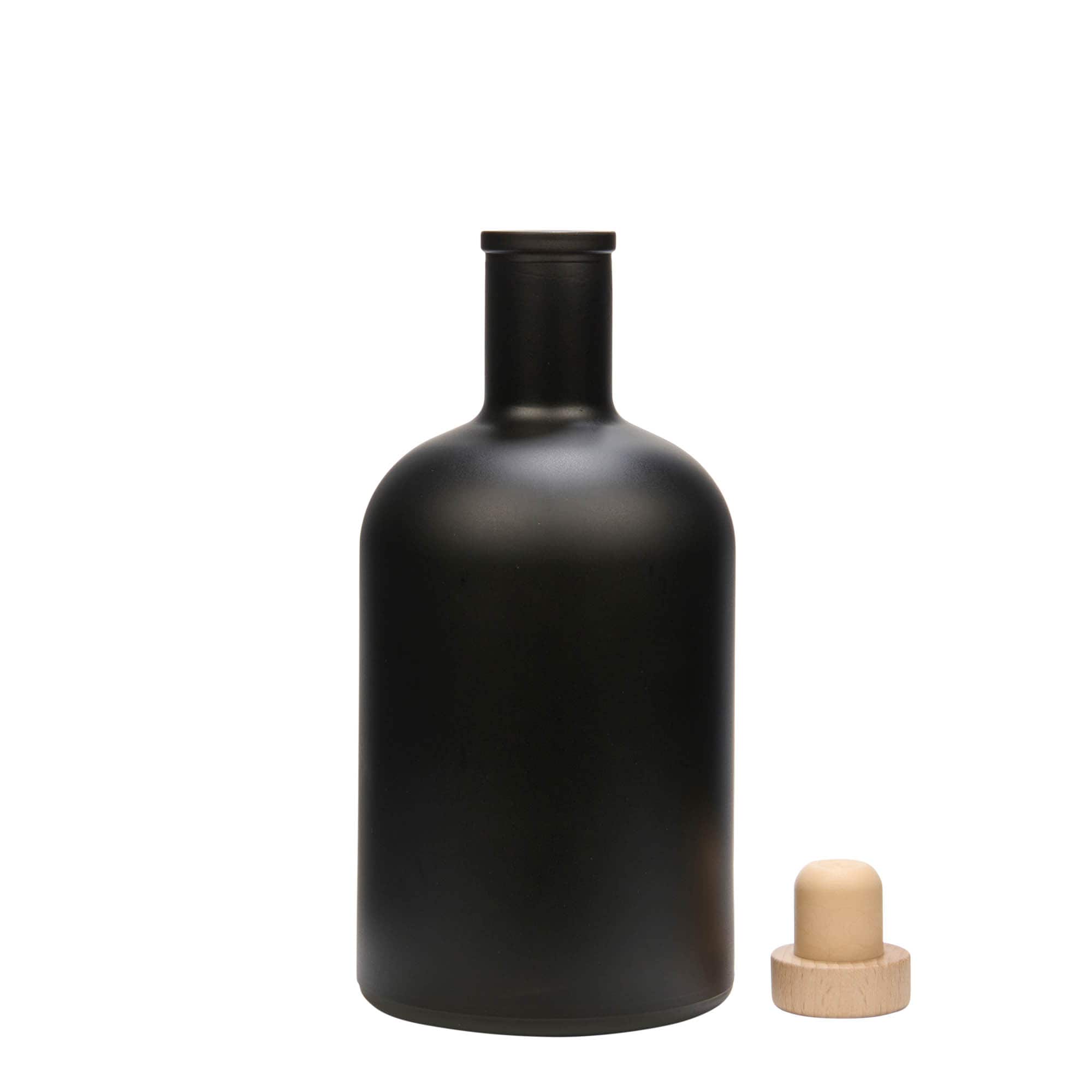 700 ml lasipullo ”Gerardino”, musta, suuaukko: korkki