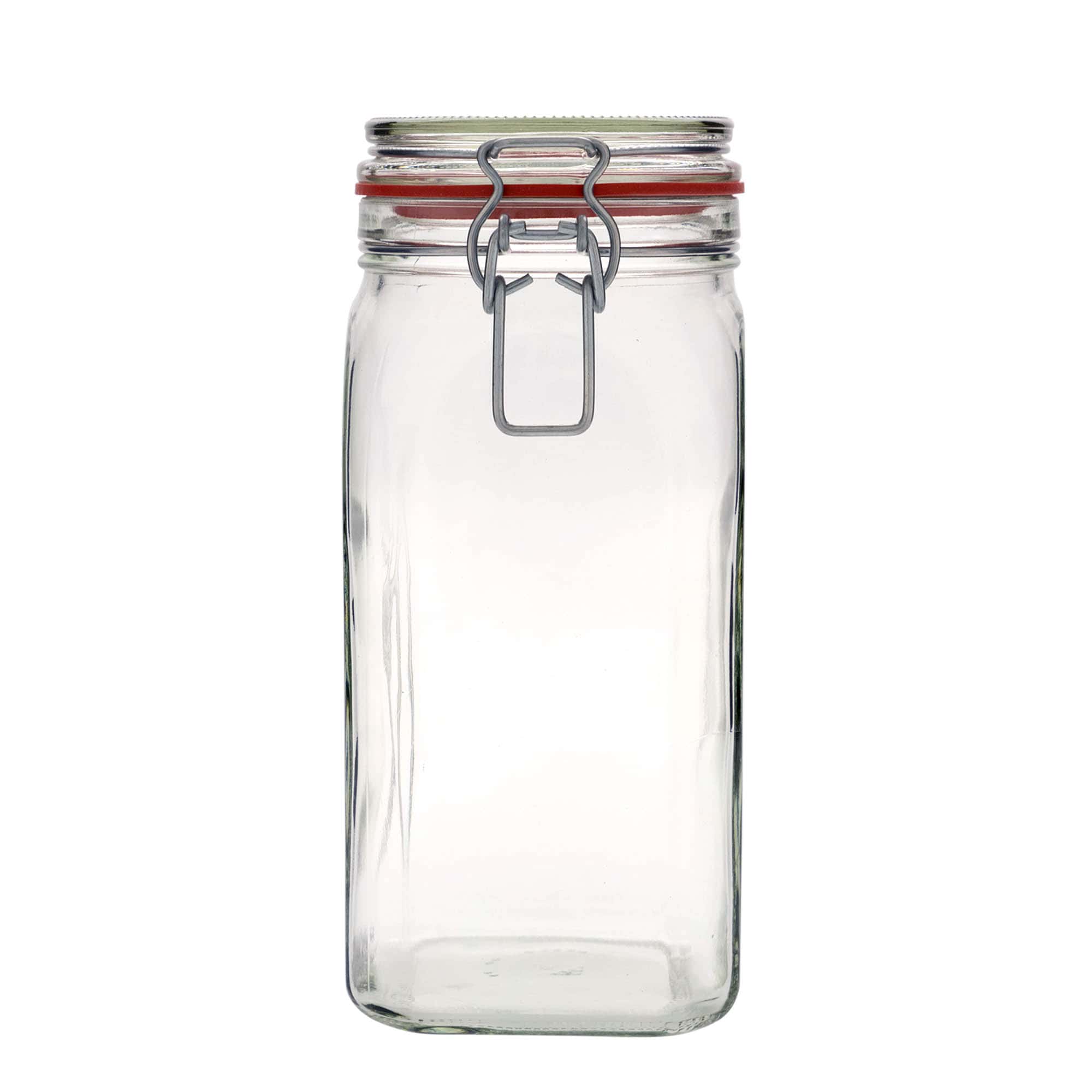 1540 ml patenttikorkkilasipurkki, neliö, suu: patenttikorkki