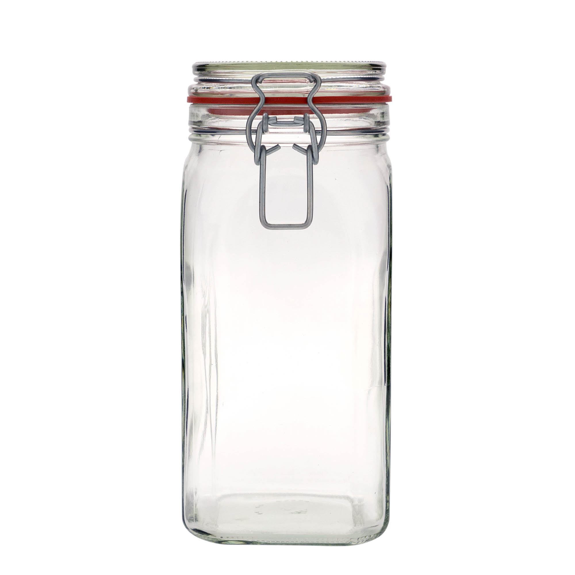 1.540 ml lankakorkkinen lasipurkki, neliömäinen, suuaukko: lankakorkkilukko