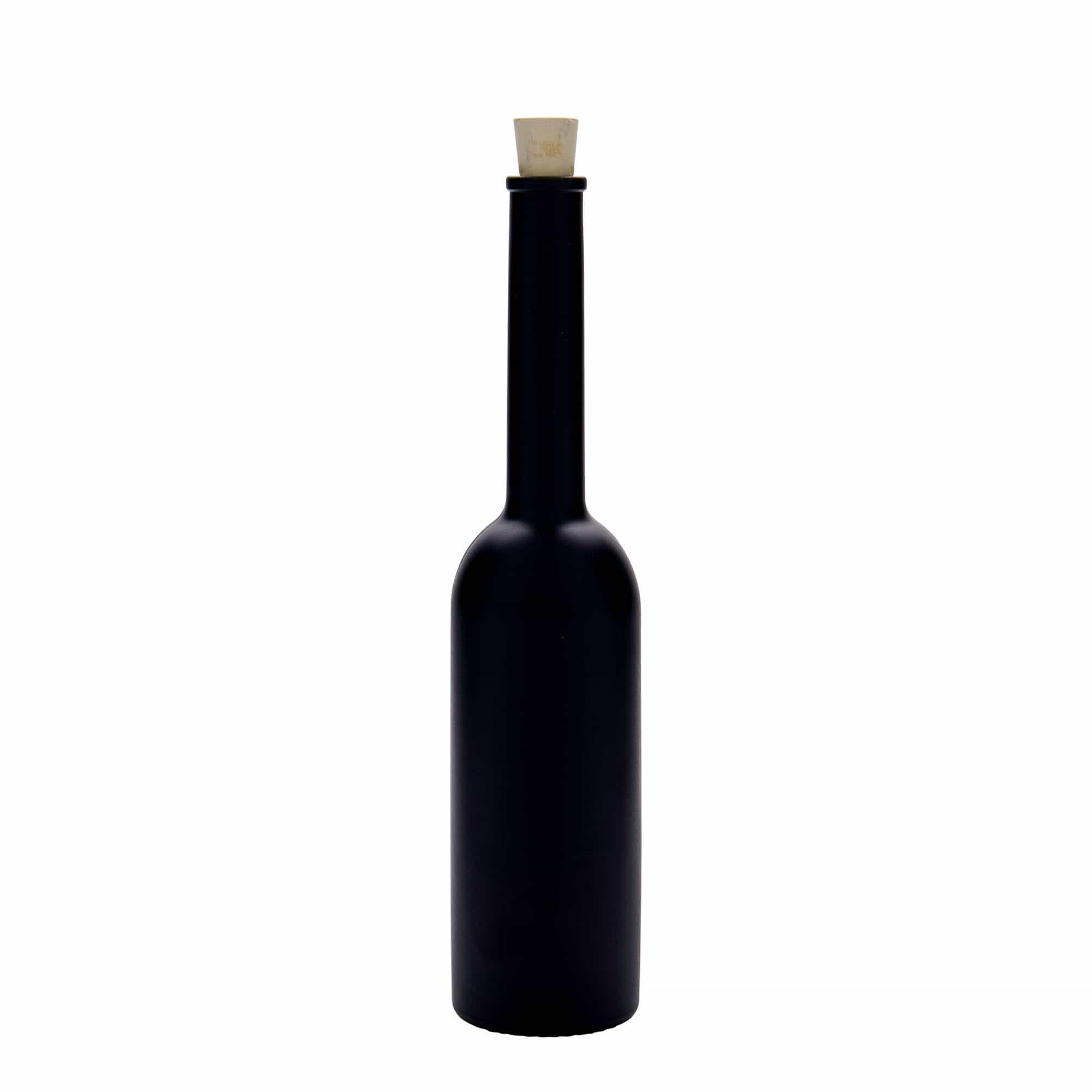 200 ml lasipullo ”Opera”, musta, suuaukko: korkki