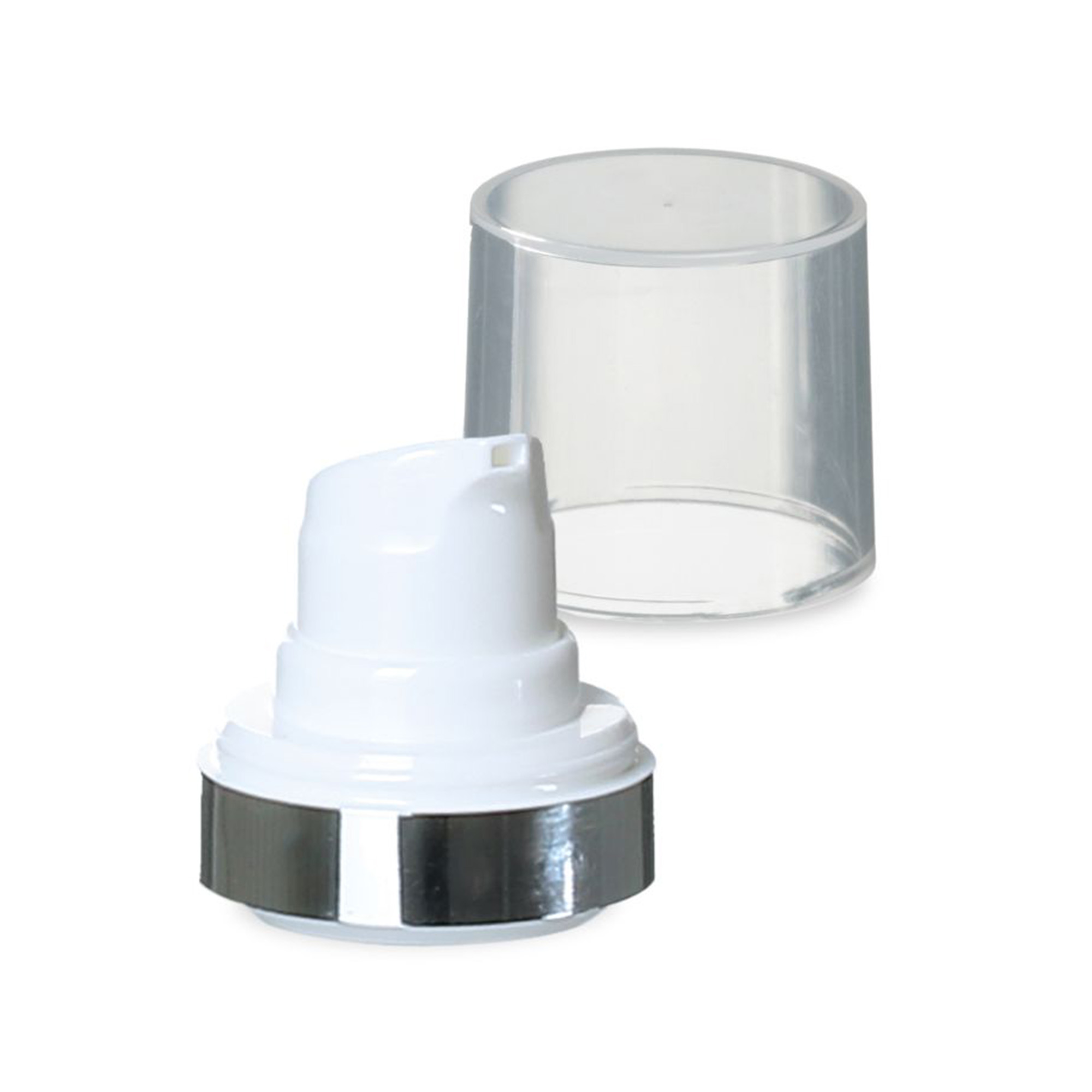 Airless-kärki Micro hopeareunuksella + luonnonvärinen, kiiltävä pistokekorkki Airless-kärki Micro hopeareunuksella + luonnonvärinen, kiiltävä pistokekorkki