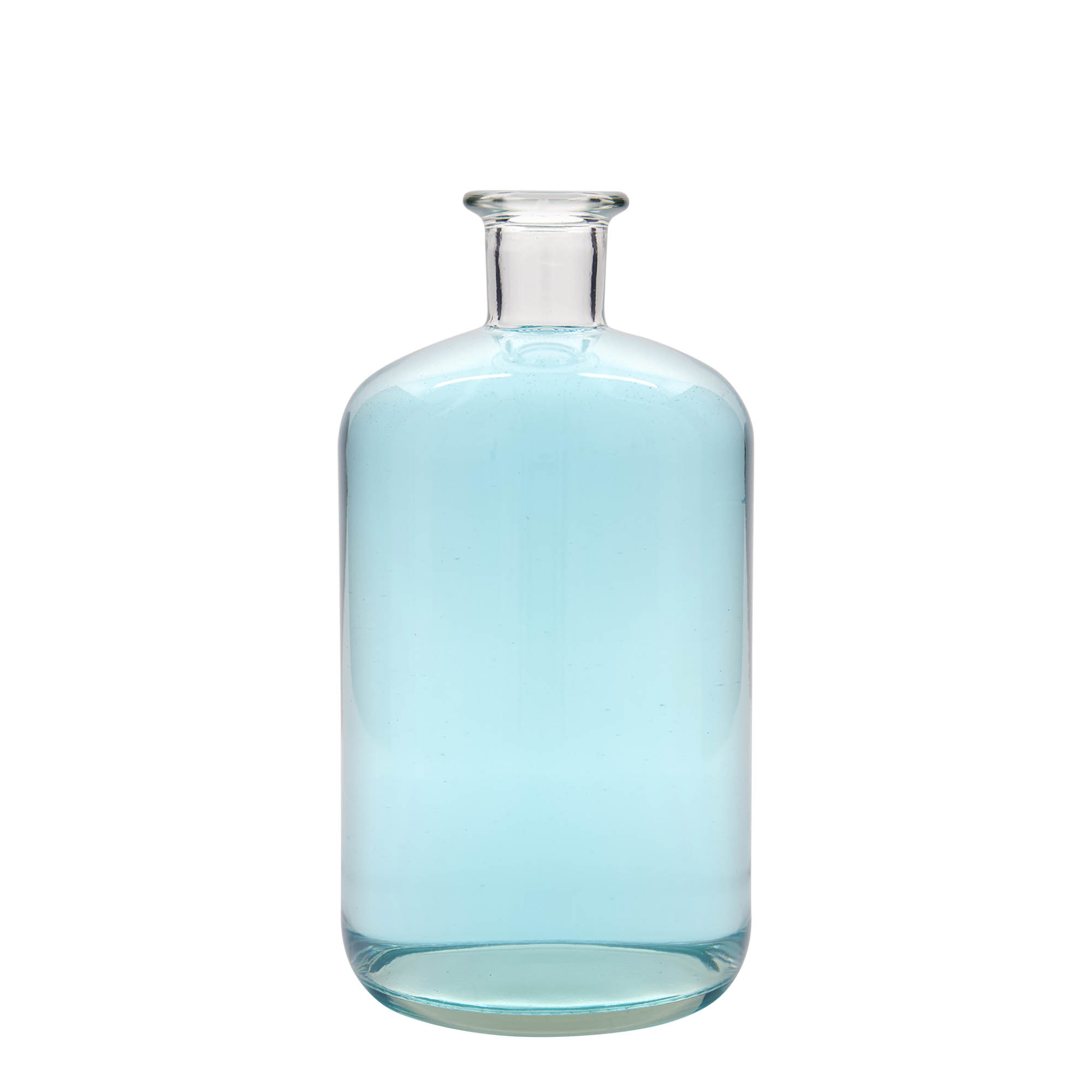 1.500 ml lasipullo apteekkarille, suuaukko: korkki
