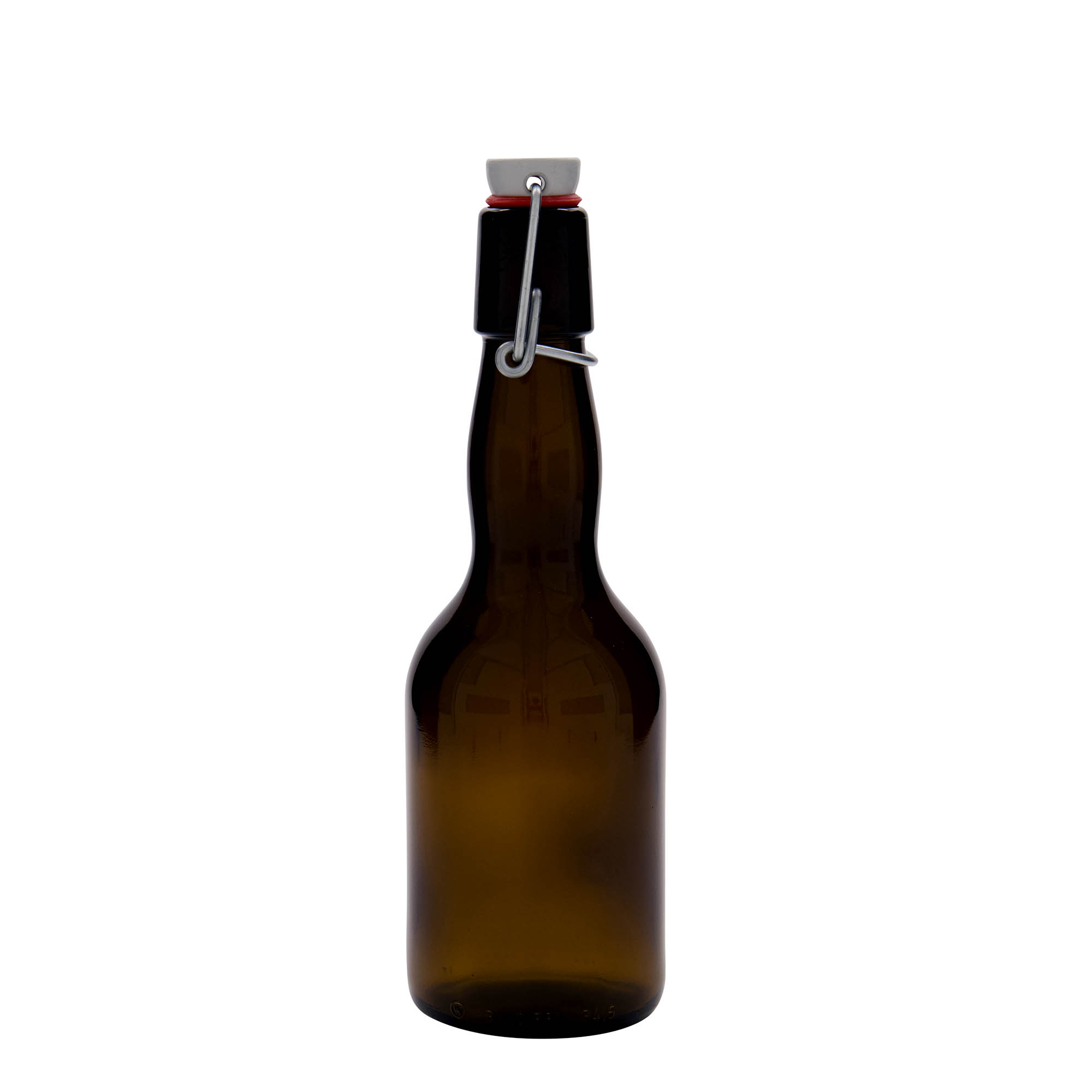 330 ml olutpullo, kurkkukaula, lasia, ruskea, suuaukko: lukitusklipsi