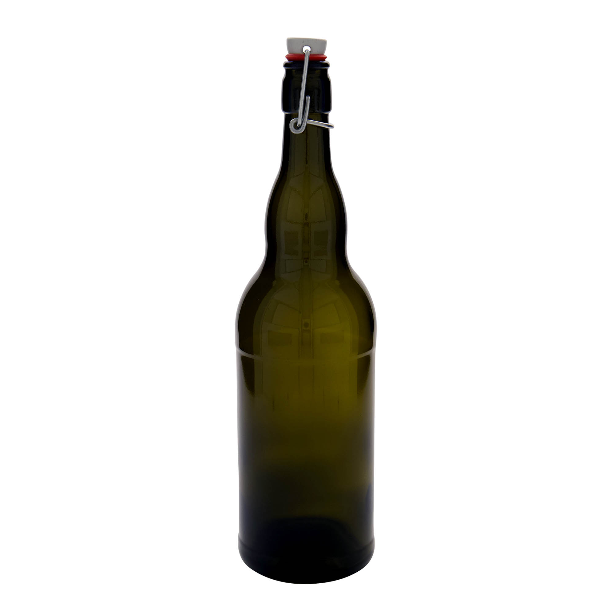 1 000 ml olutpullo Belgia, lasi, antiikkivihreä, suuaukko: lukitusmekanismi
