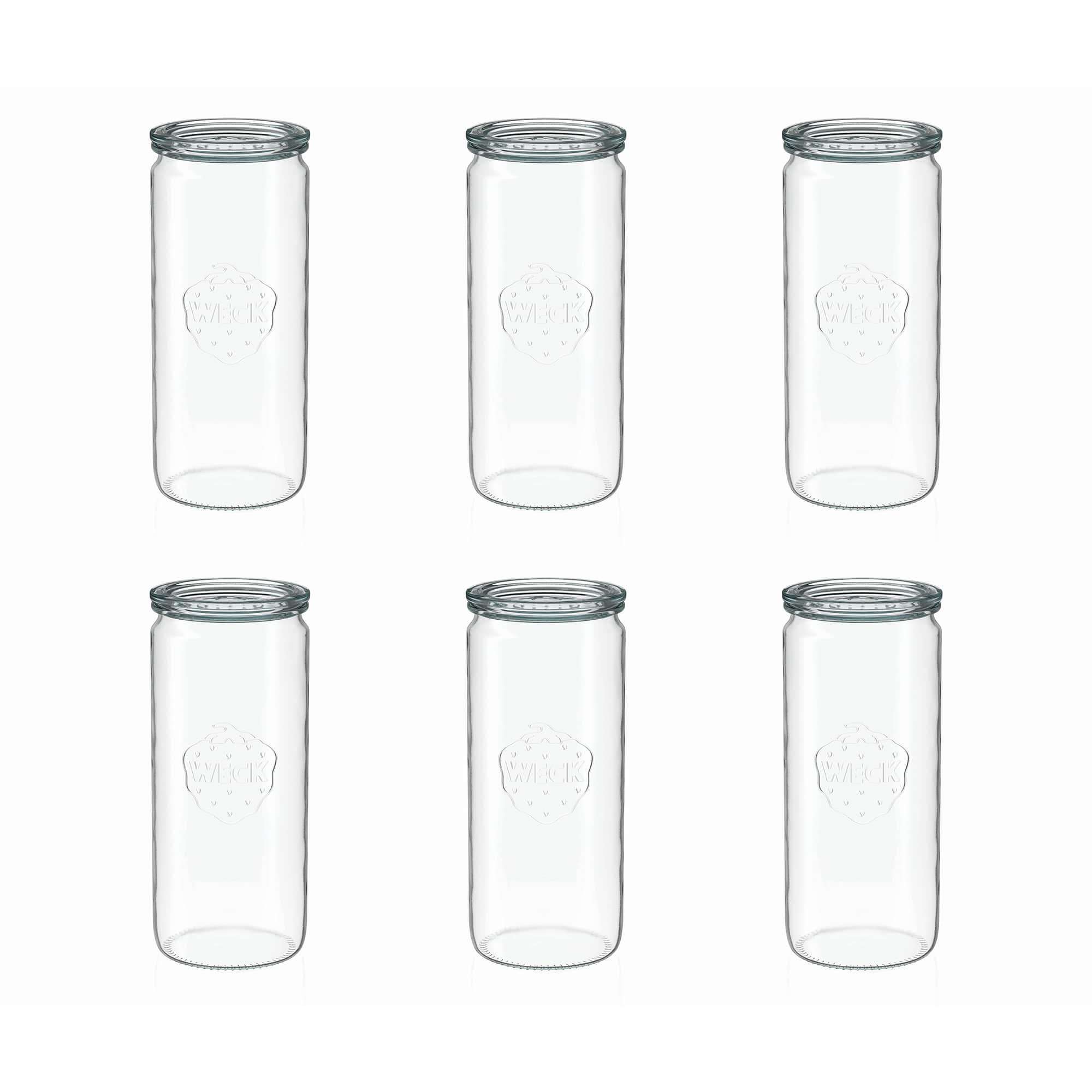 6x 1040 ml WECK-sylinterilasi lasikannella RR 80