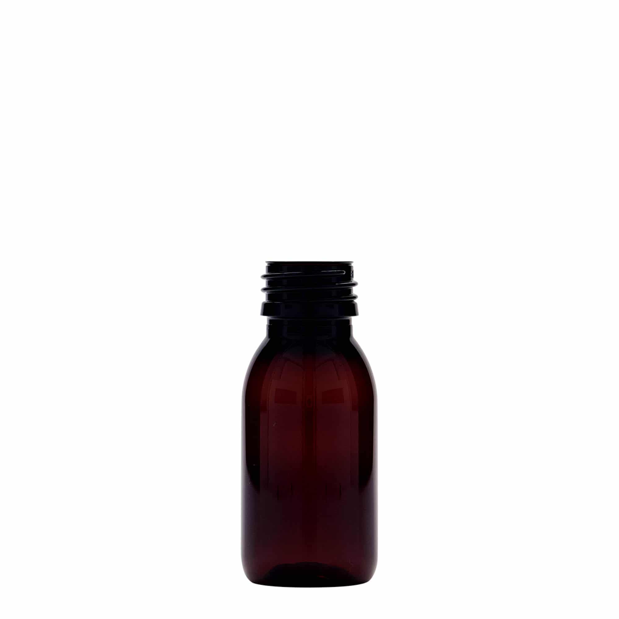 60 ml PET-lääkepullo, ruskea, muovi, suuaukko: PP 28