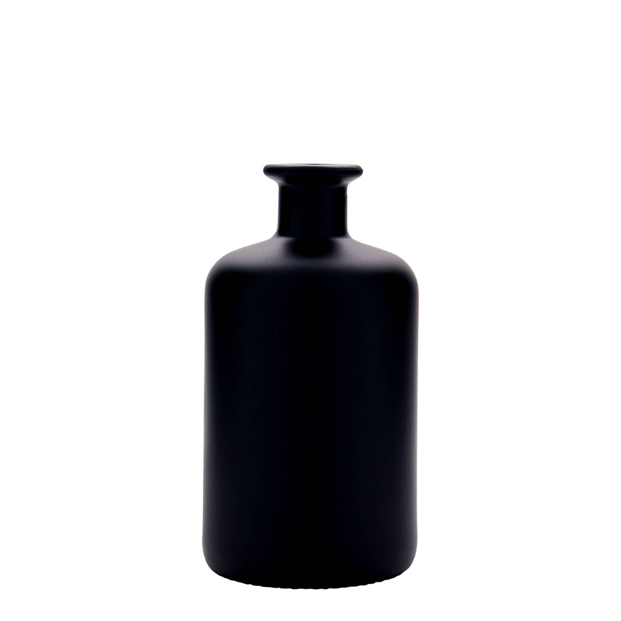 500 ml lasipullo apteekkarille, musta, suuaukko: korkki
