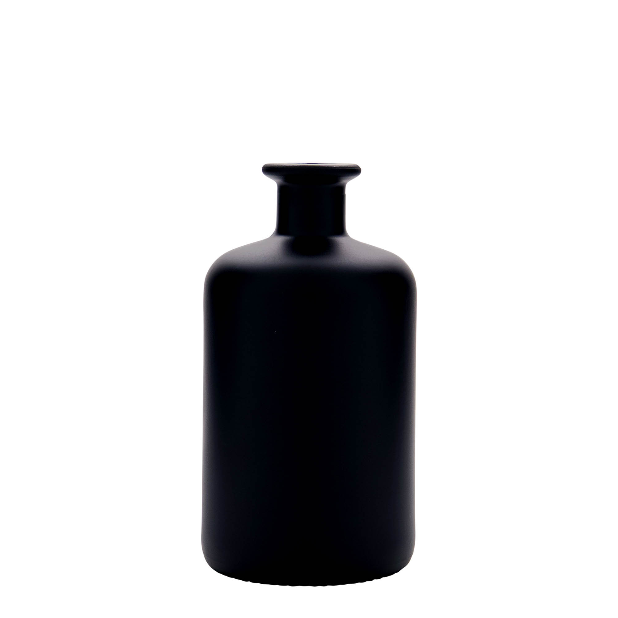 500 ml lasipullo apteekkarille, musta, suuaukko: korkki