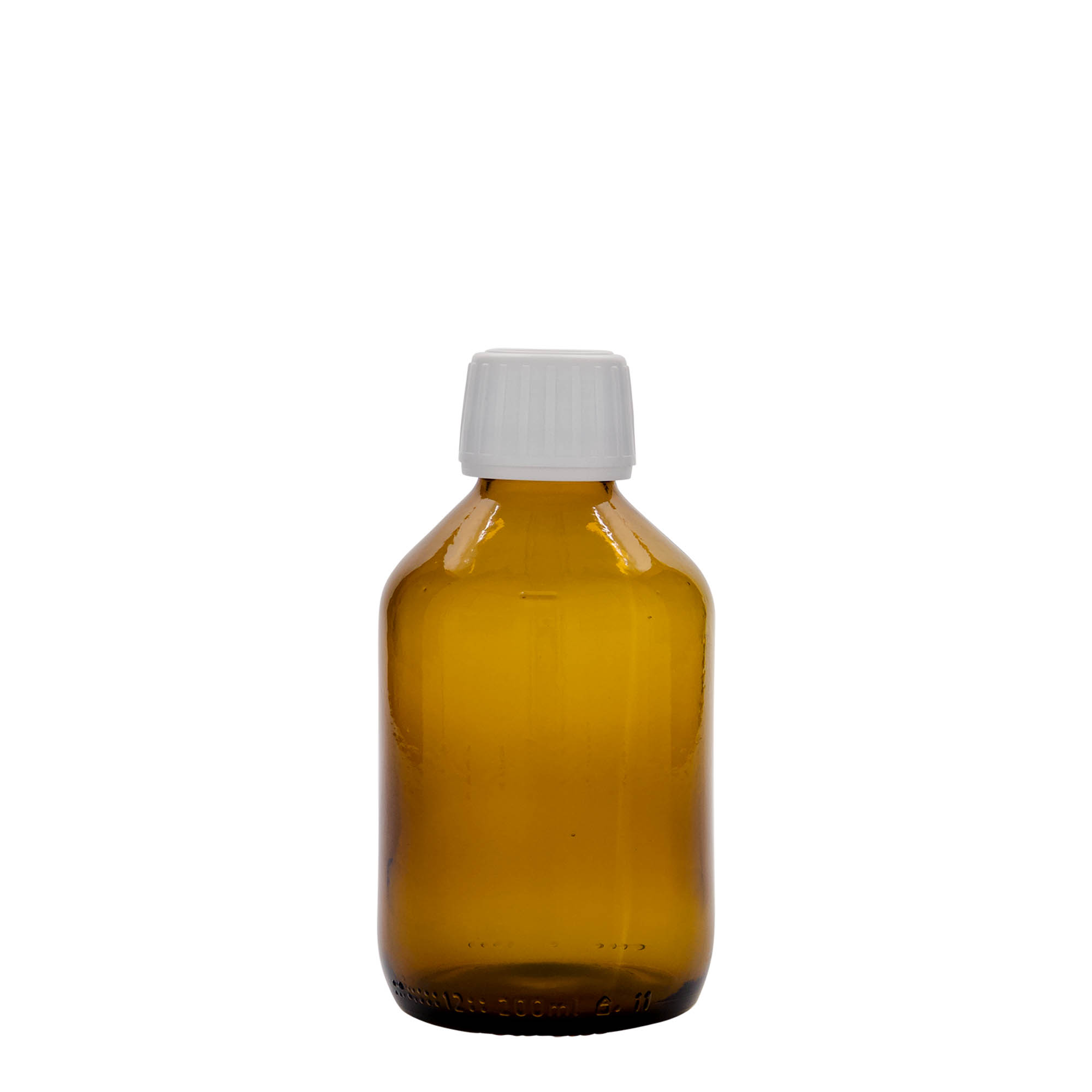 200 ml lääke pullo, ruskea, lasi, suuaukko: PP 28