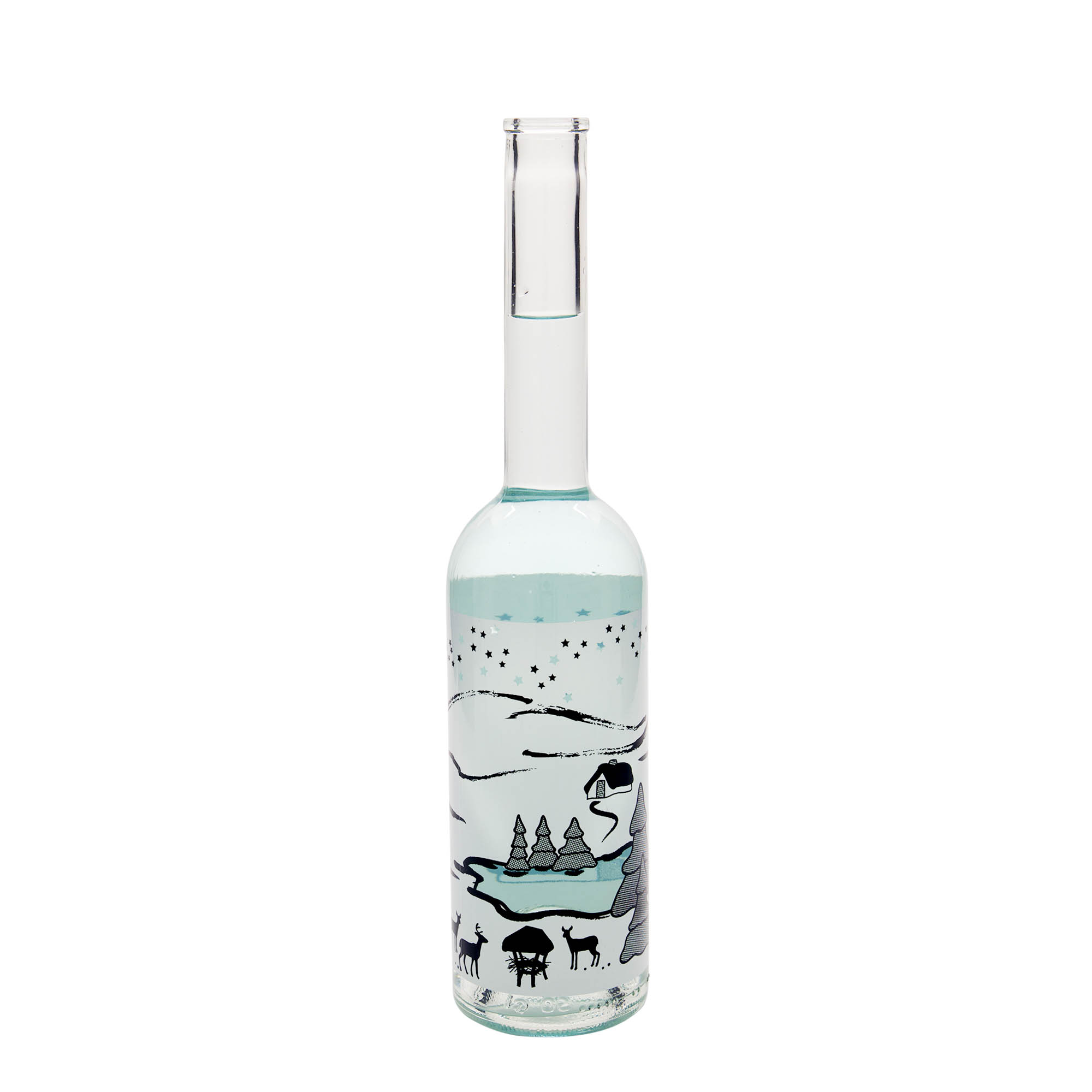500 ml lasipullo 'Opera', kuvio: Wintertraum-Bianco, suuaukko: korkki