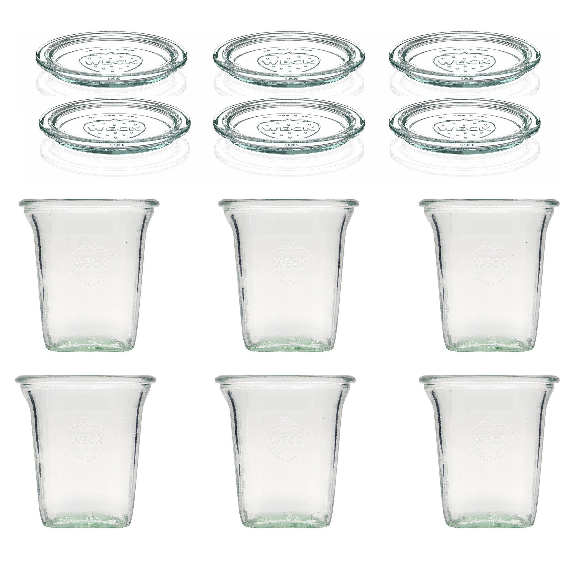 6x 545 ml WECK-Quadro-lasia lasikannella RR 100