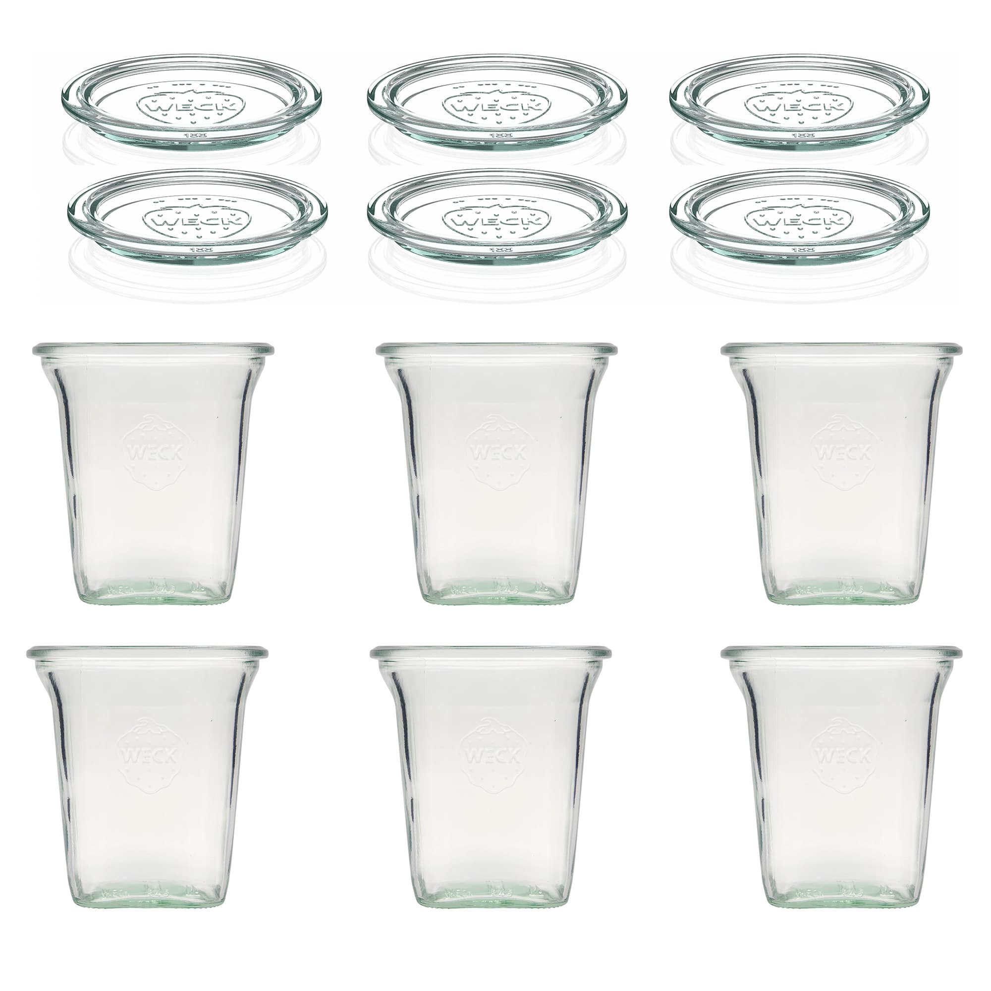 6x 545 ml WECK-Quadro-lasia lasikannella RR 100