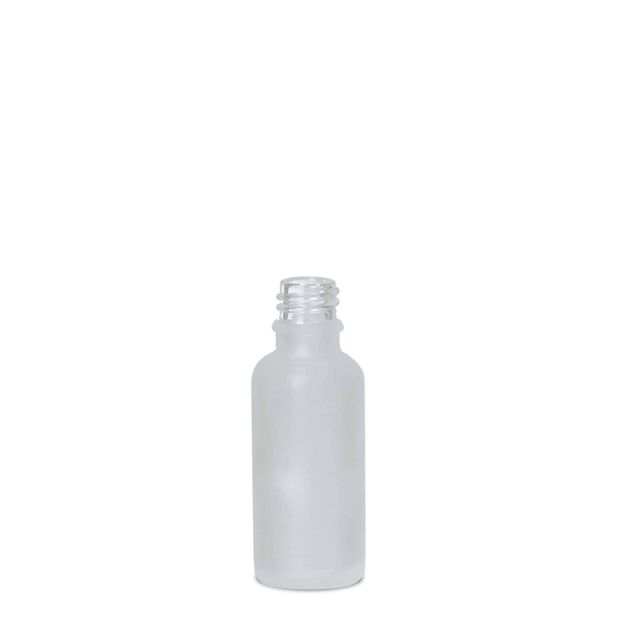 30 ml lääkepullo, lasi, huurrettu, suu: DIN 18 30 ml lääkepullo, lasi, huurrettu, suu: DIN 18