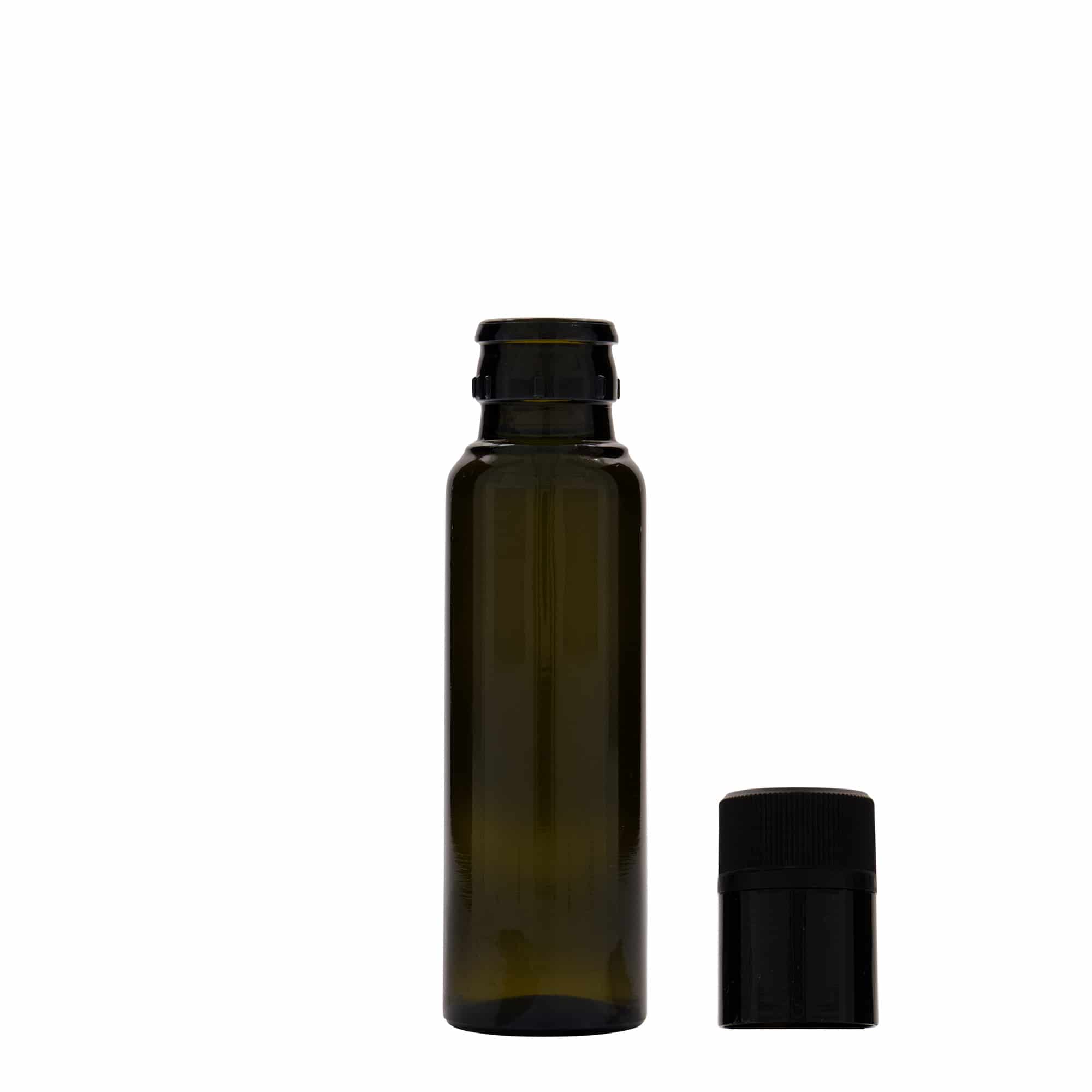 100 ml etikka-/öljypullo 'Willy New', lasi, antiikinvihreä, suu: DOP