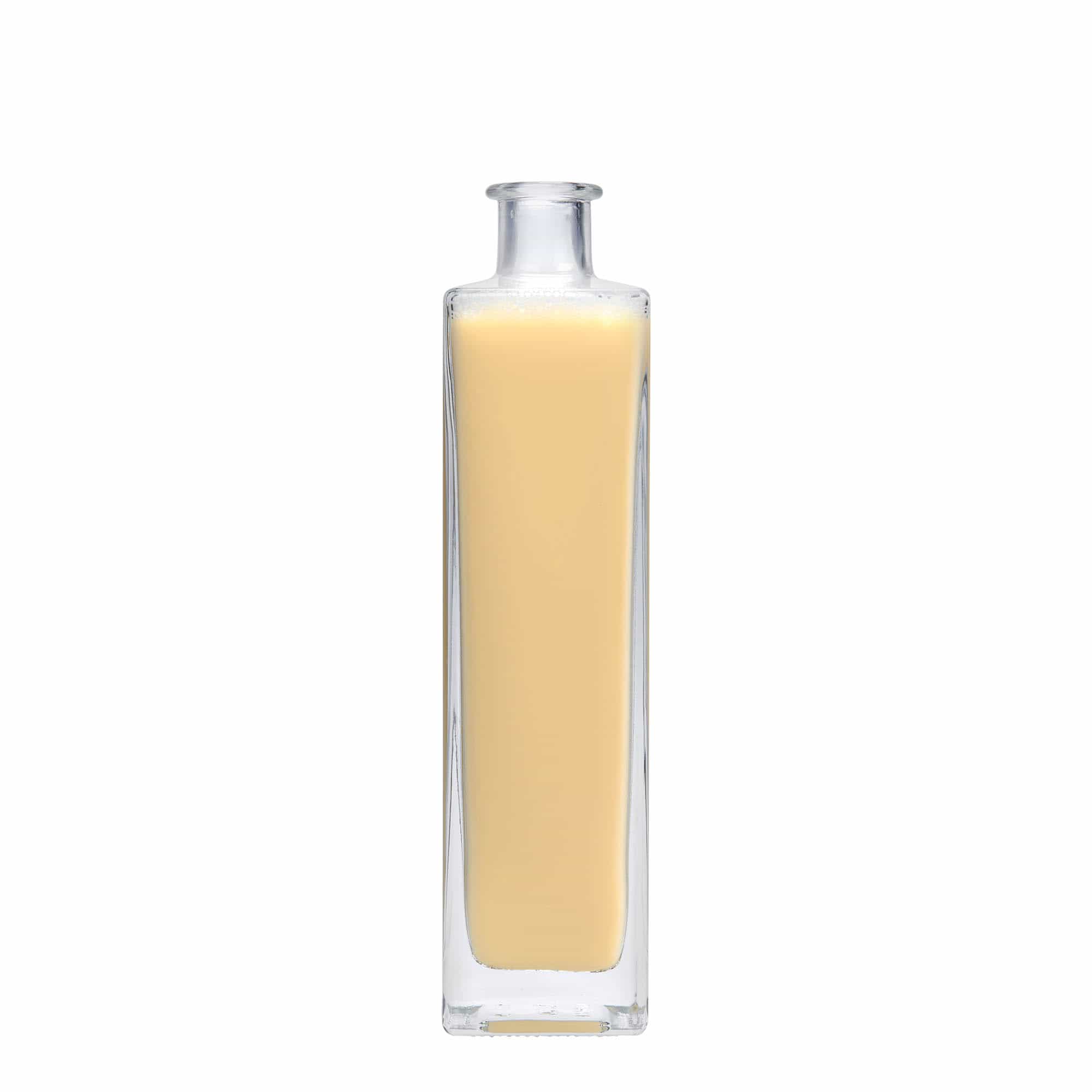 500 ml lasipullo 'Rafaello', nelikulmainen, suu: korkki