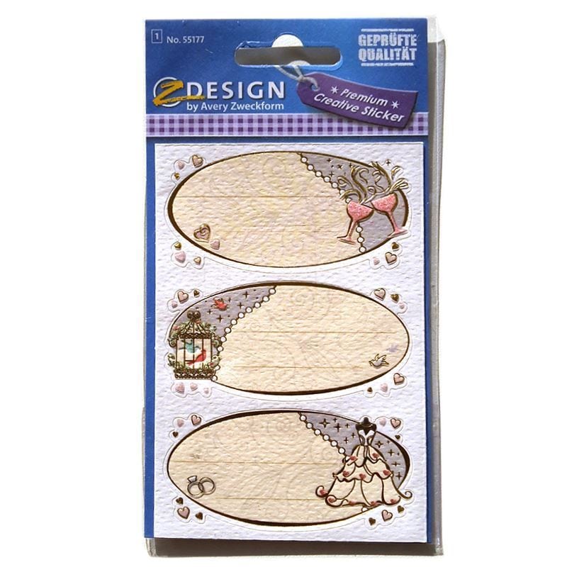 Zweckform-tarrat 'Hochzeitswünsche', ovaali, paperi, monivärinen