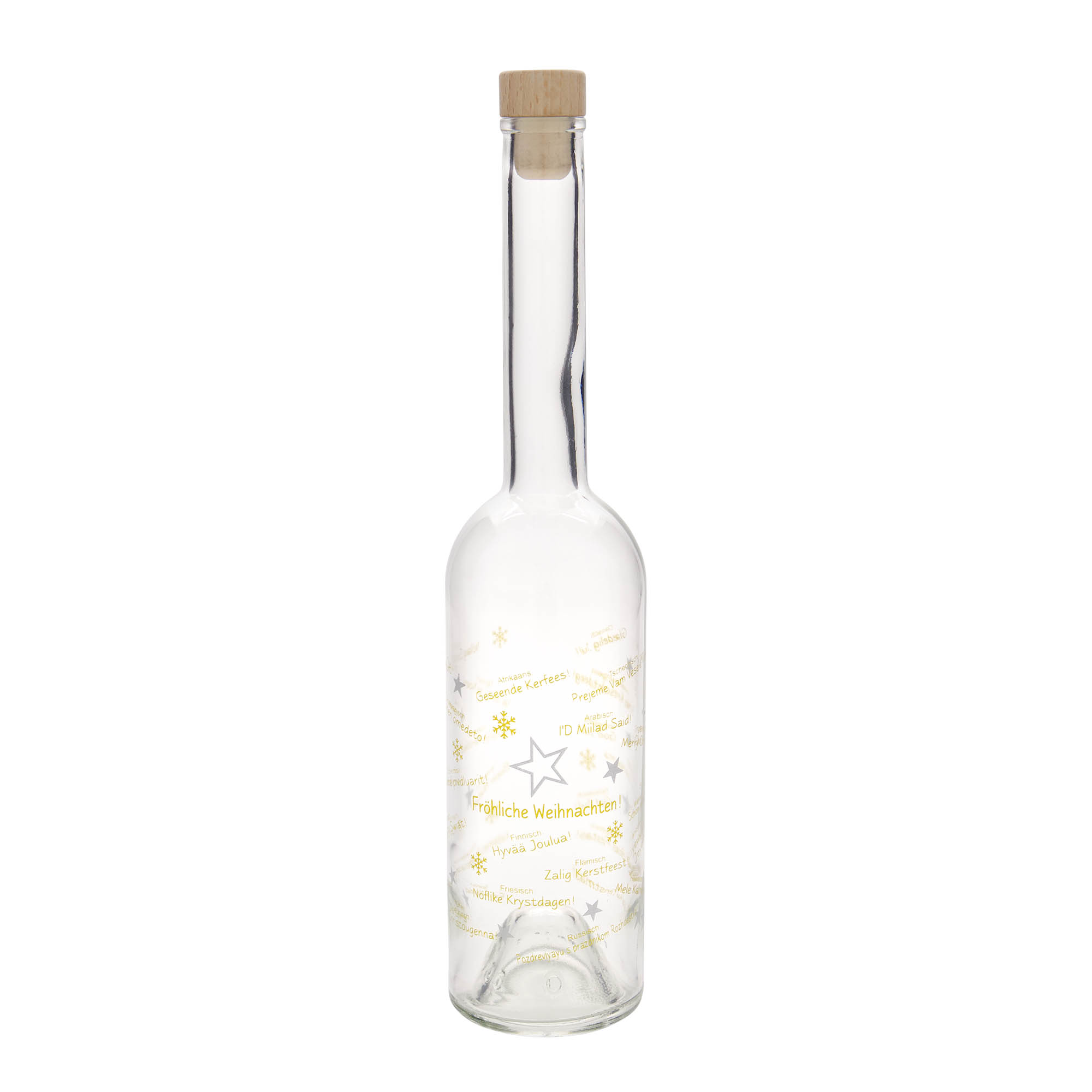 500 ml lasipullo 'Opera', kuvitus: Joulu maailmalla, suuaukko: korkki