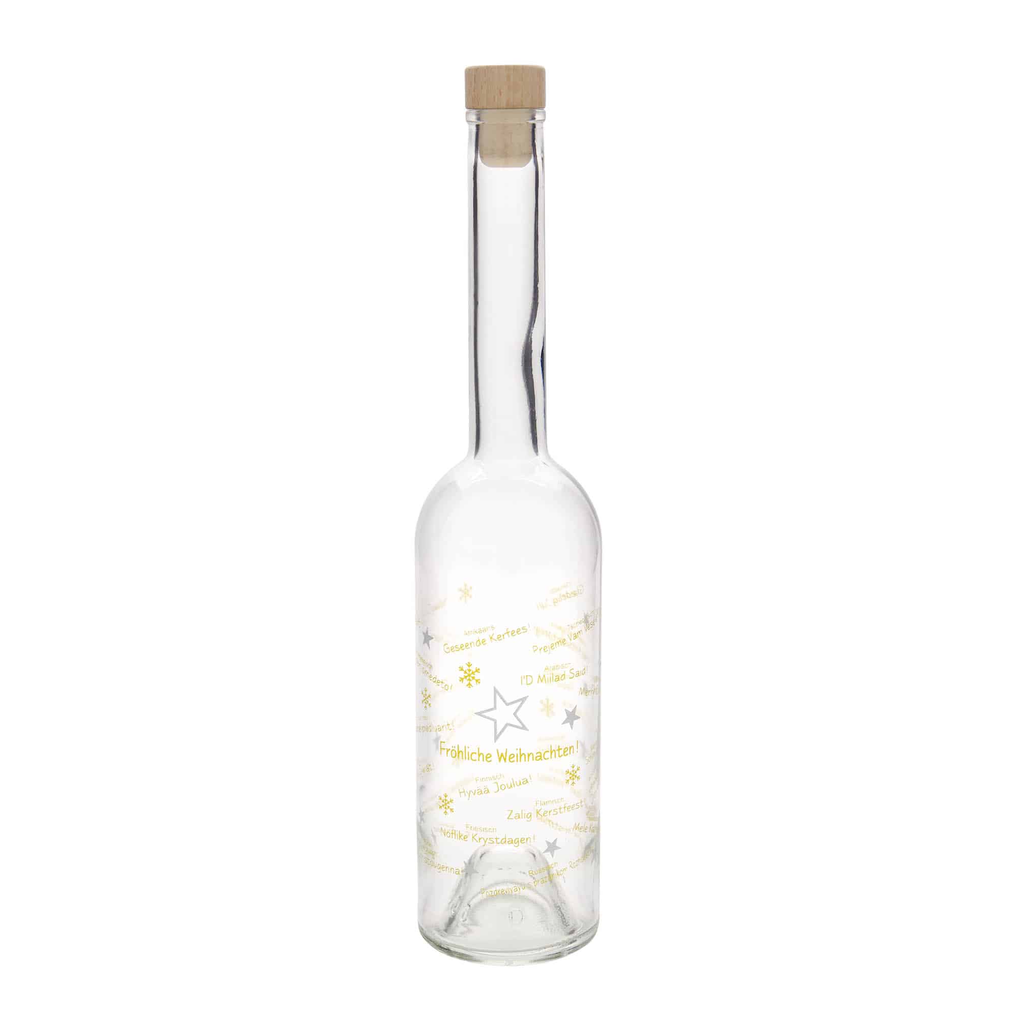 500 ml lasipullo ”Opera”, kuvitus: Joulu maailmalla, suuaukko: korkki