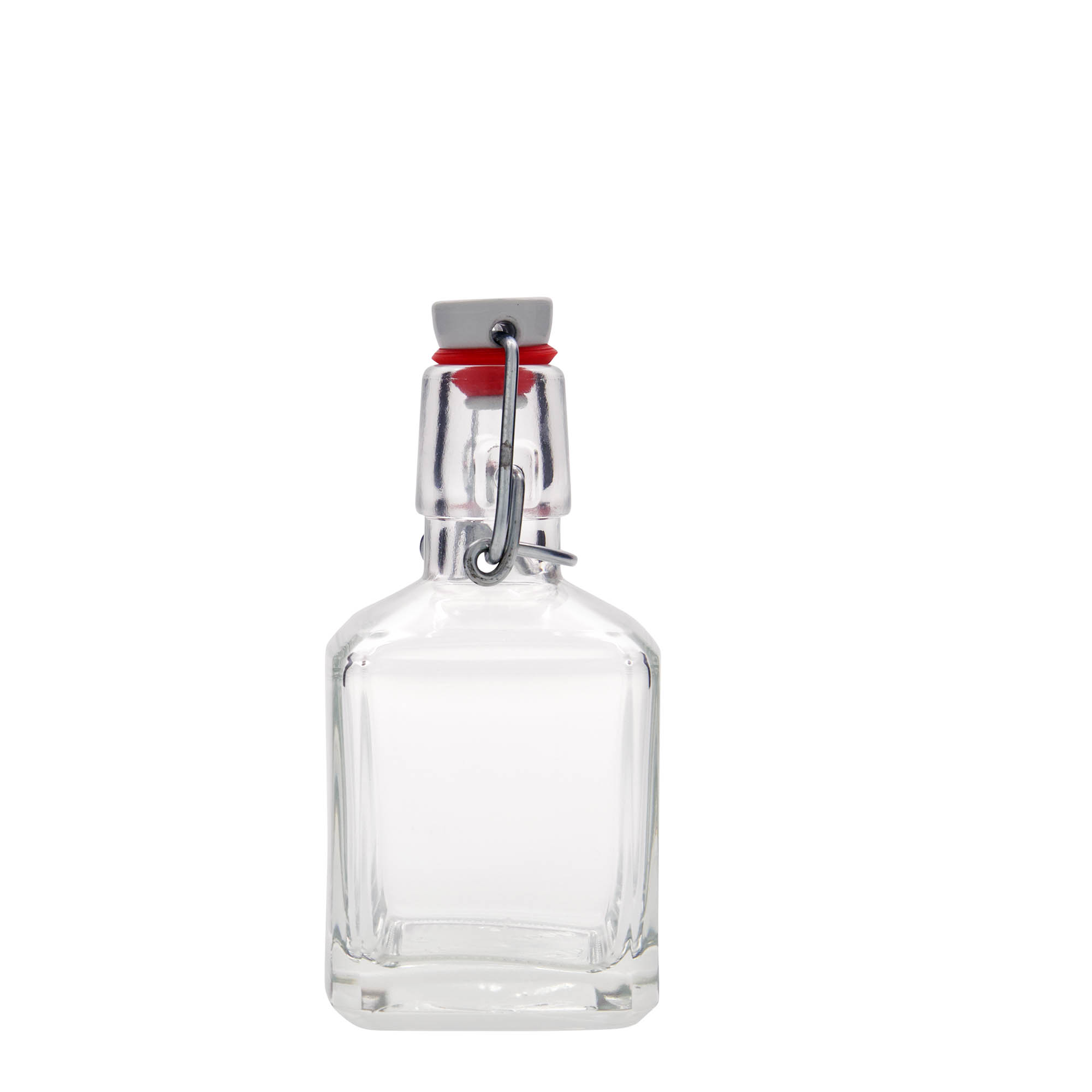 200 ml lasipullo 'Kubica', neliömäinen, suuaukko: peltisuljin