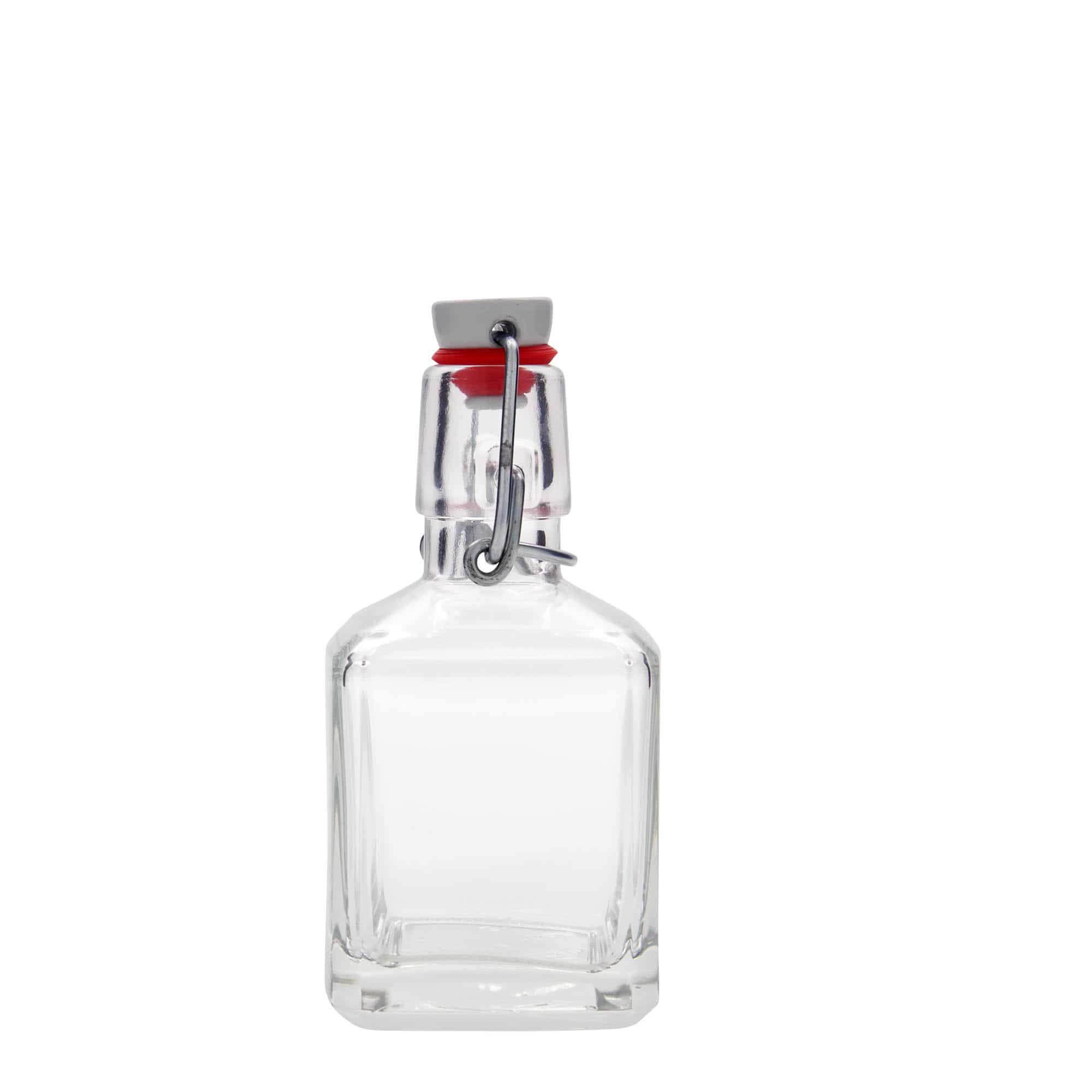 200 ml lasipullo 'Kubica', neliömäinen, suuaukko: peltisuljin
