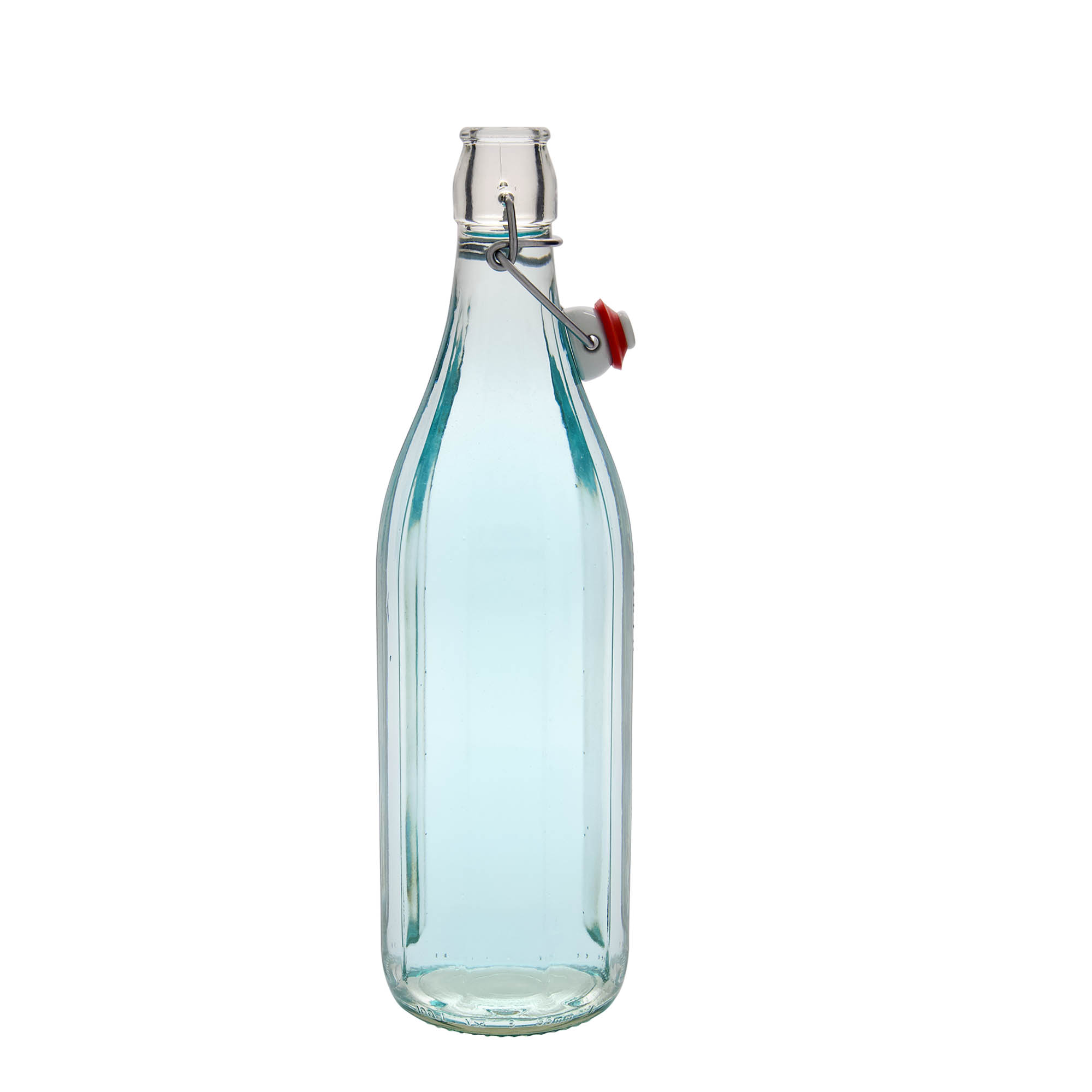 1 000 ml lasipullo 'Bravo' #, kymmenkulmainen, suuaukko: saranakorkki