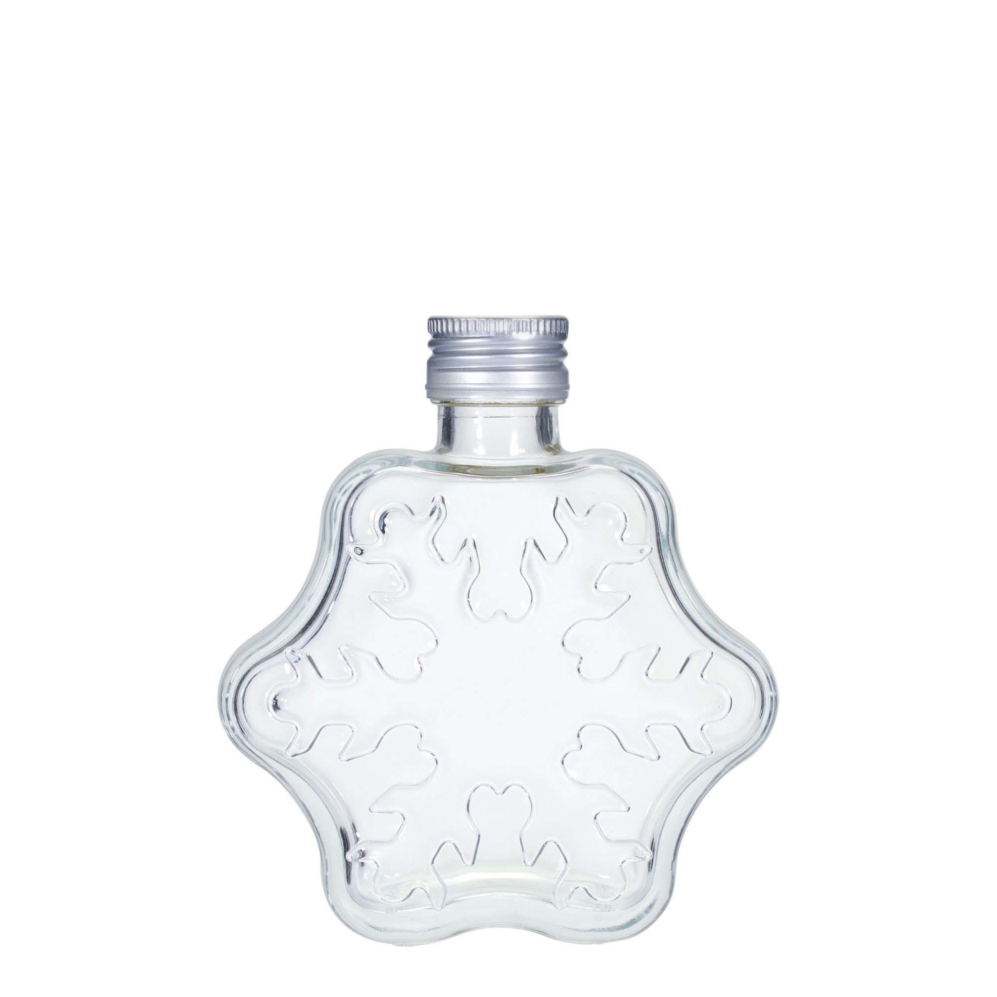 200 ml lasipullo 'Lumihiutale', suuaukko: PP 28