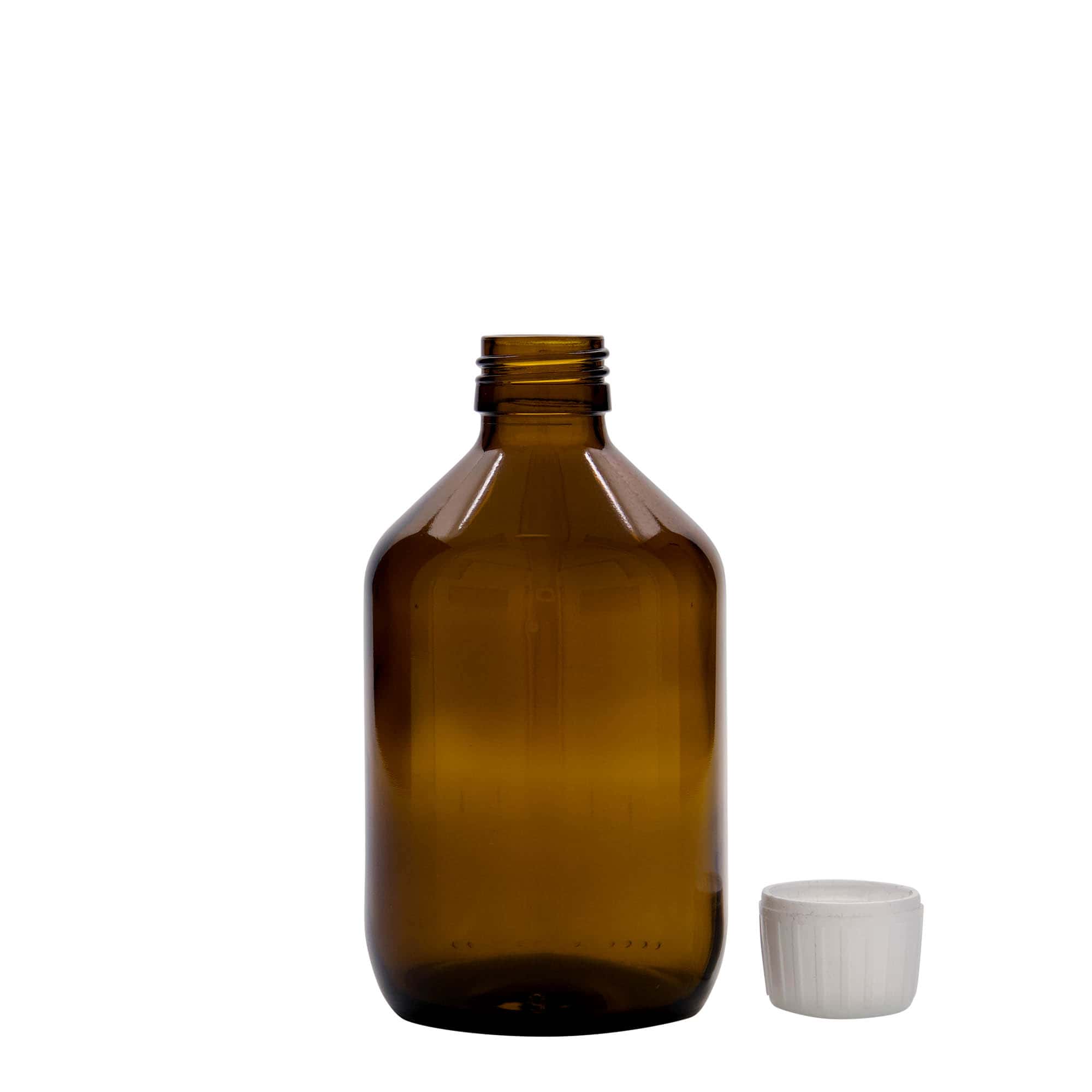 300 ml lääkepullo, ruskea, lasia, suuaukko: PP 28