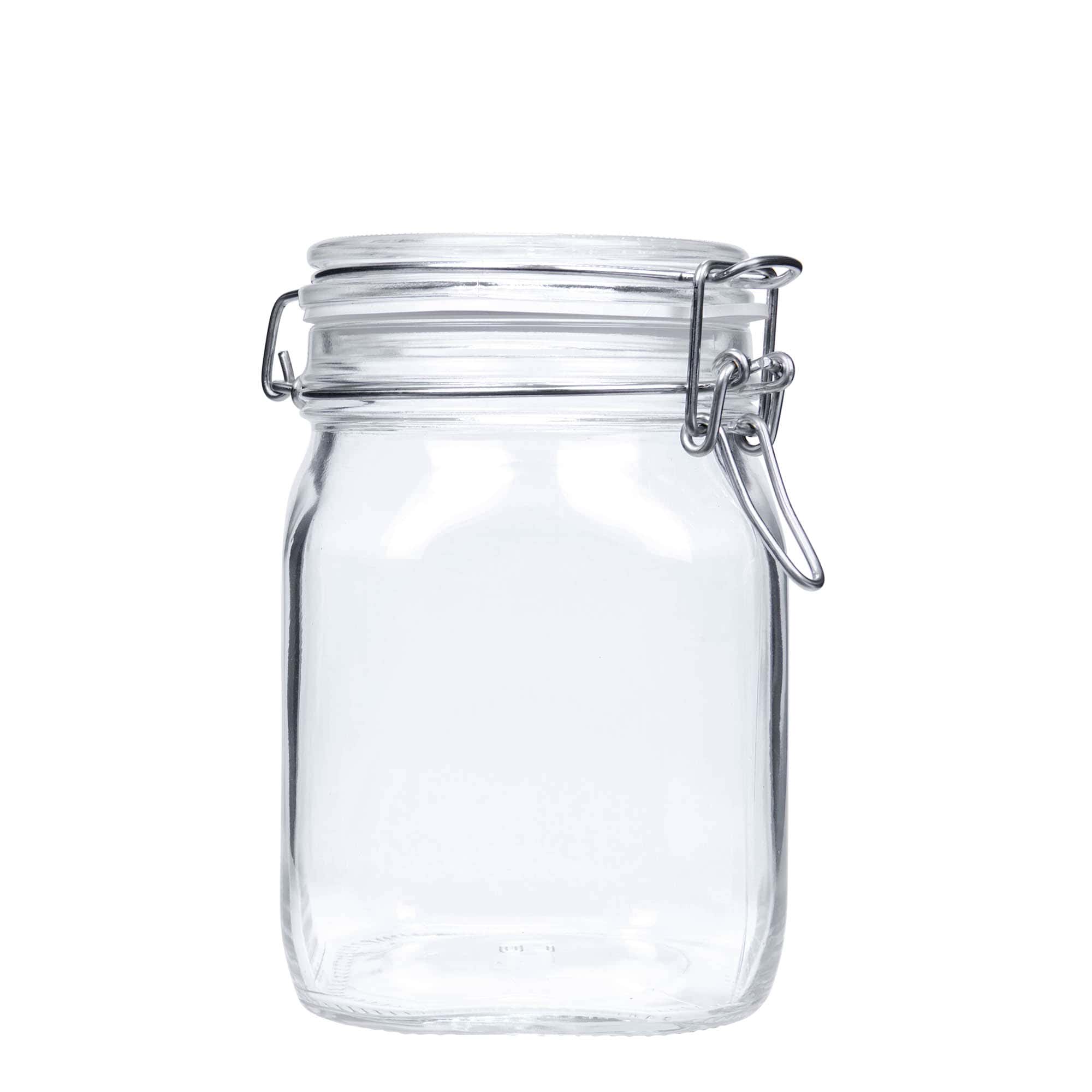 1000 ml patenttikorkkilasipurkki 'Fido', neliö, suu: patenttikorkki 1000 ml patenttikorkkilasipurkki 'Fido', neliö, suu: patenttikorkki