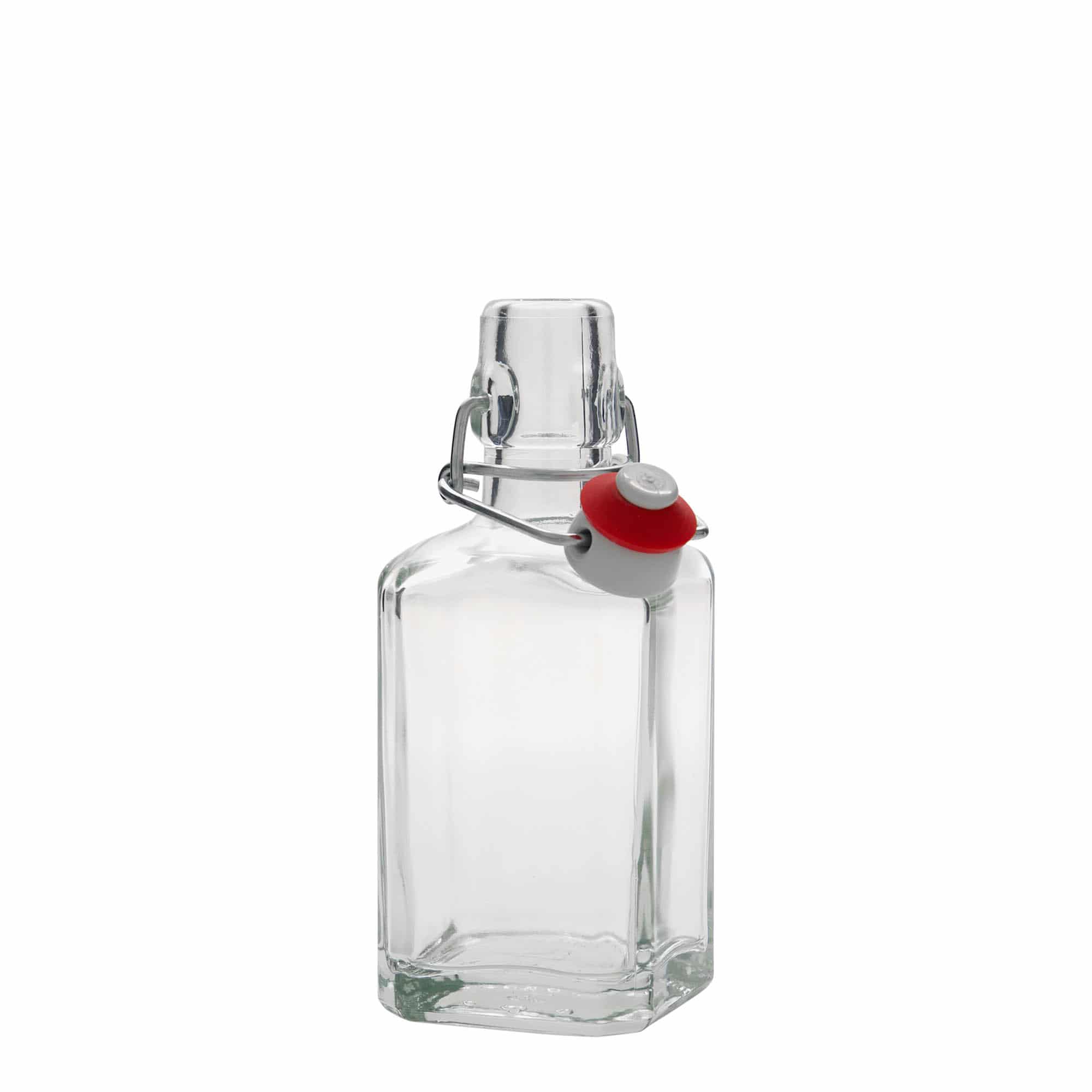 250 ml lasipullo ”Rialto”, neliömäinen, suuaukko: pikalukko
