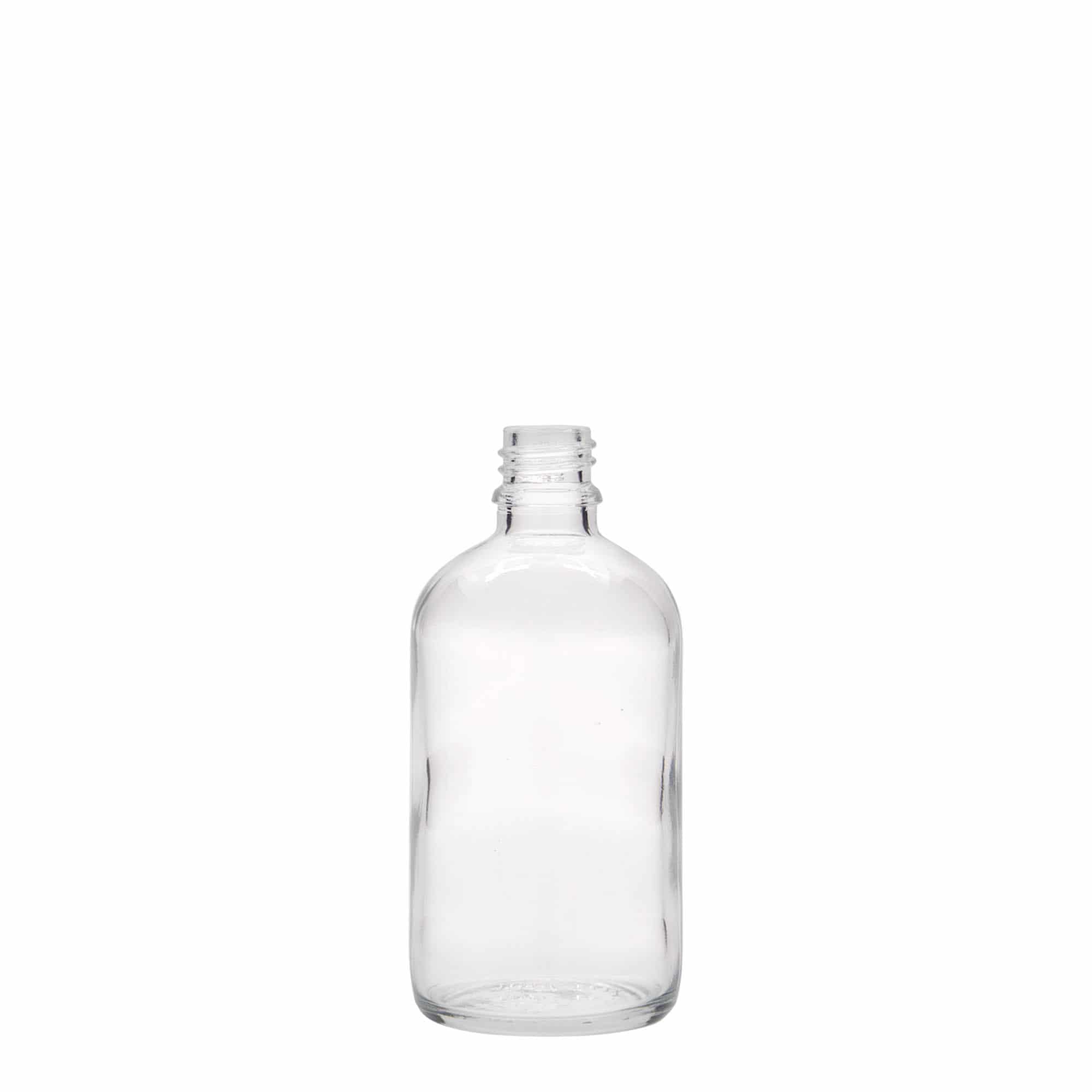 100 ml lääkepullo, lasi, suu: DIN 18