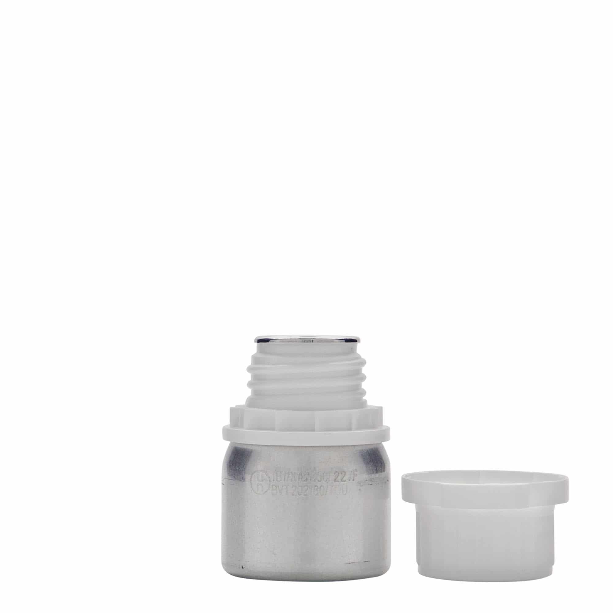 50 ml alumiinipullo, metalli, hopea, suu: DIN 32 50 ml alumiinipullo, metalli, hopea, suu: DIN 32