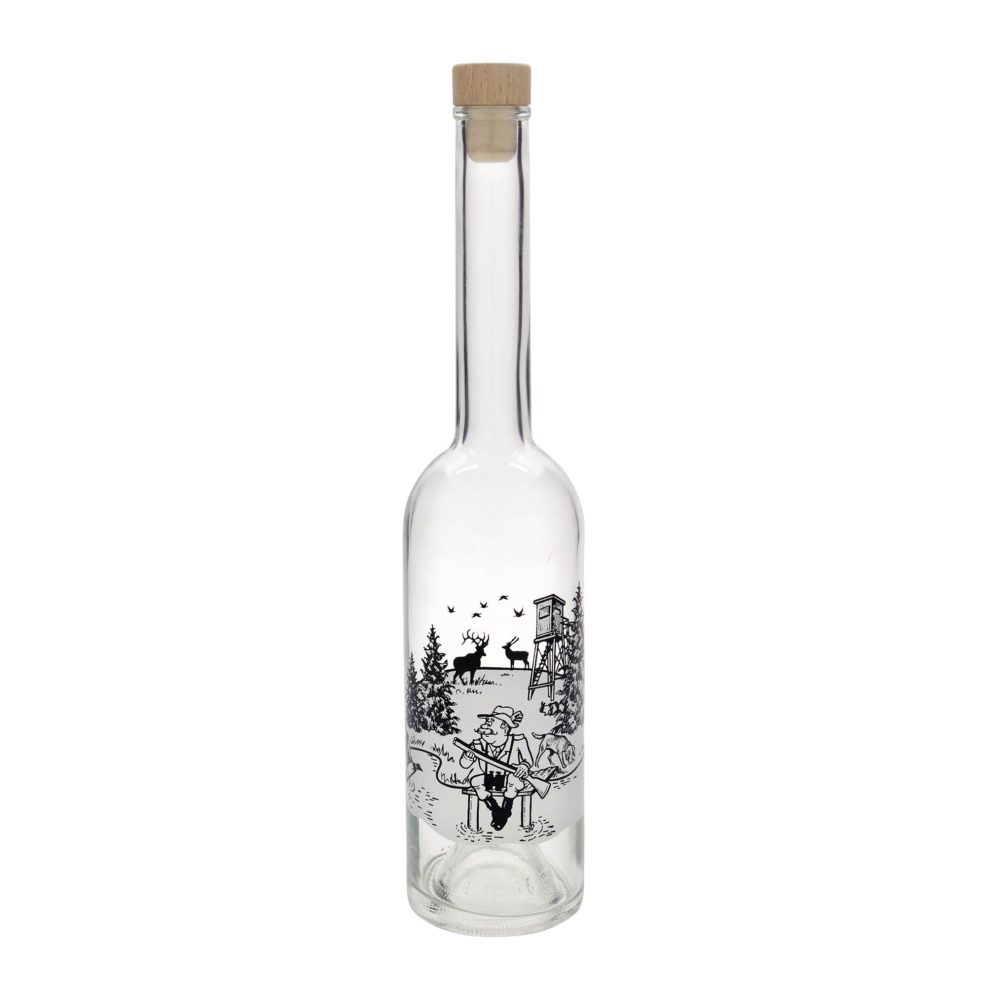500 ml lasipullo 'Opera', kuvio: Metsästäjä, suuaukko: korkki