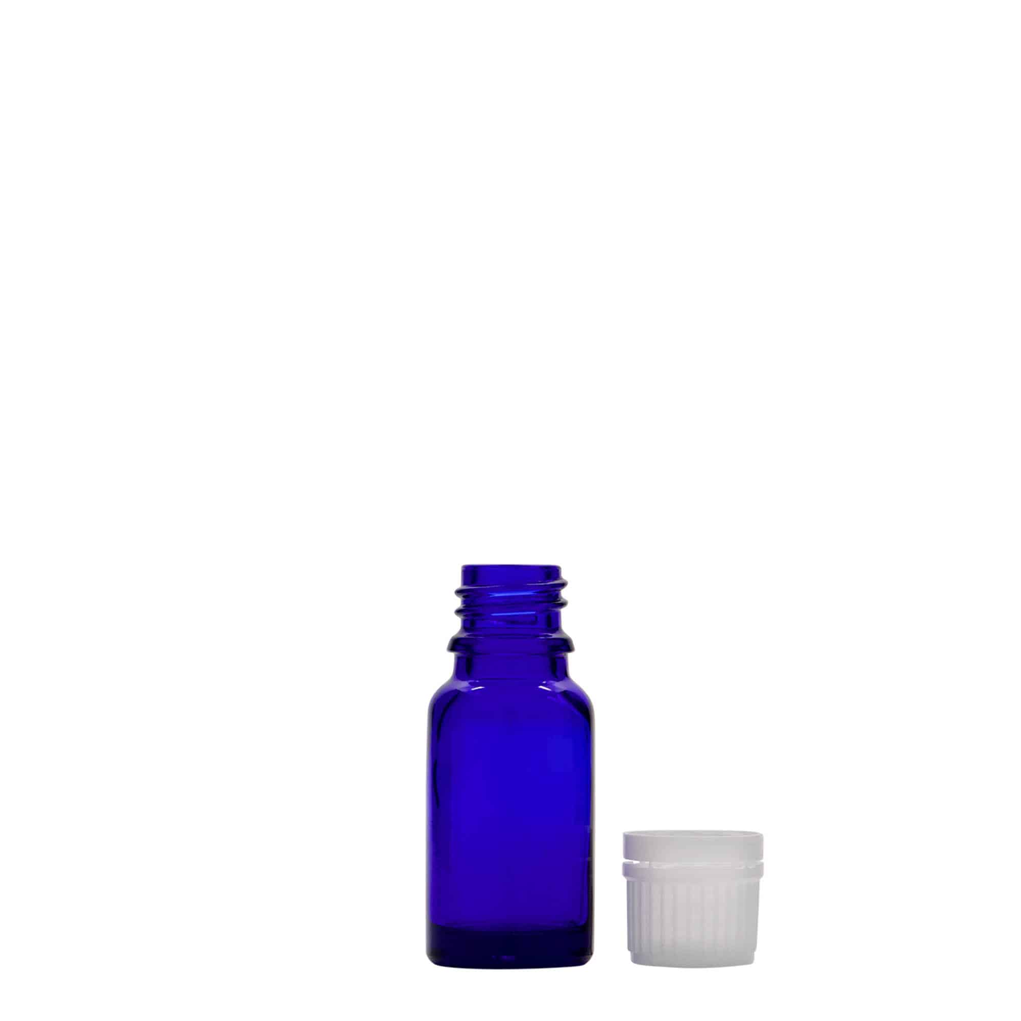 10 ml lääkepullo, lasi, laivastonsininen, suu: DIN 18