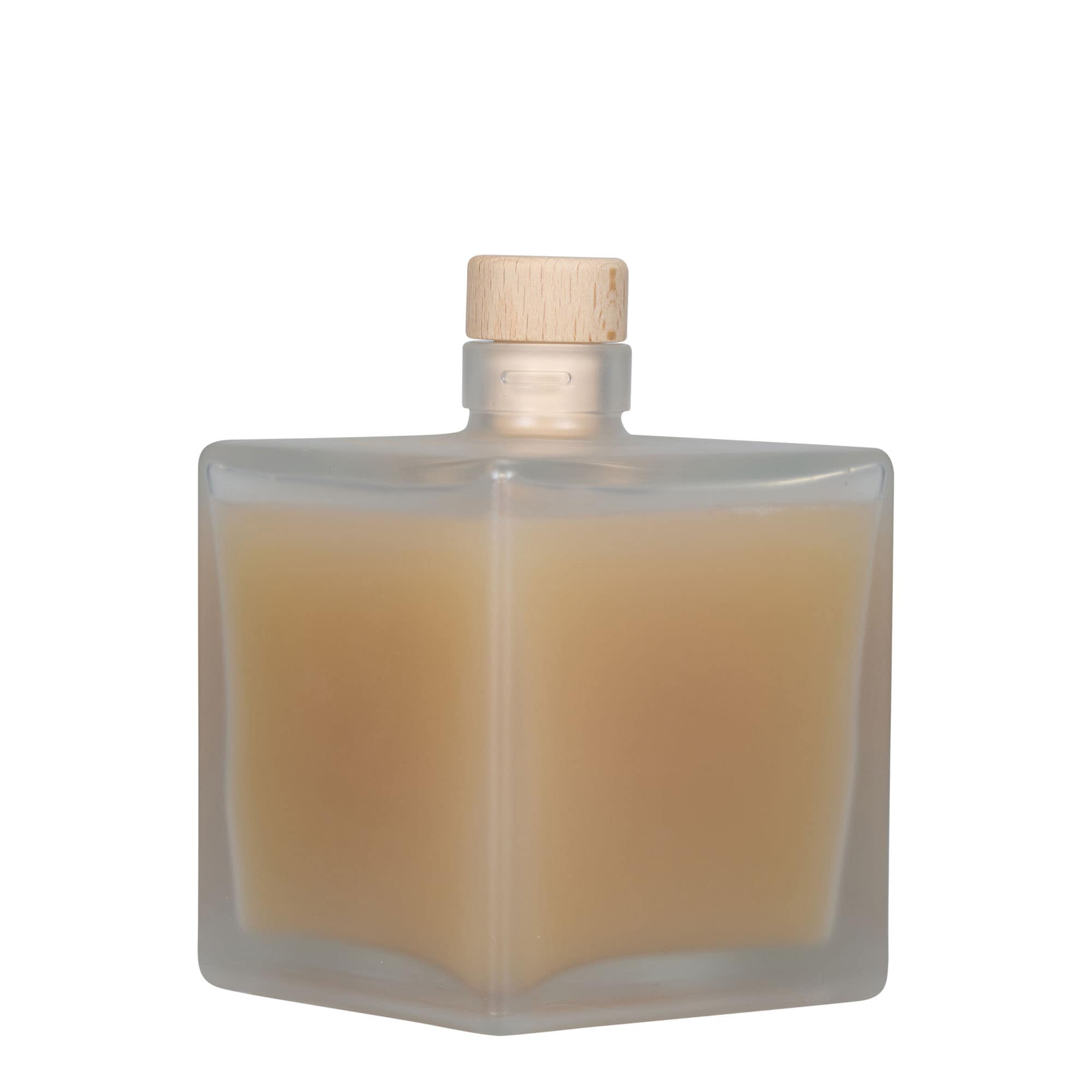500 ml lasipullo 'Cube', neliö, huurrettu, suu: korkki