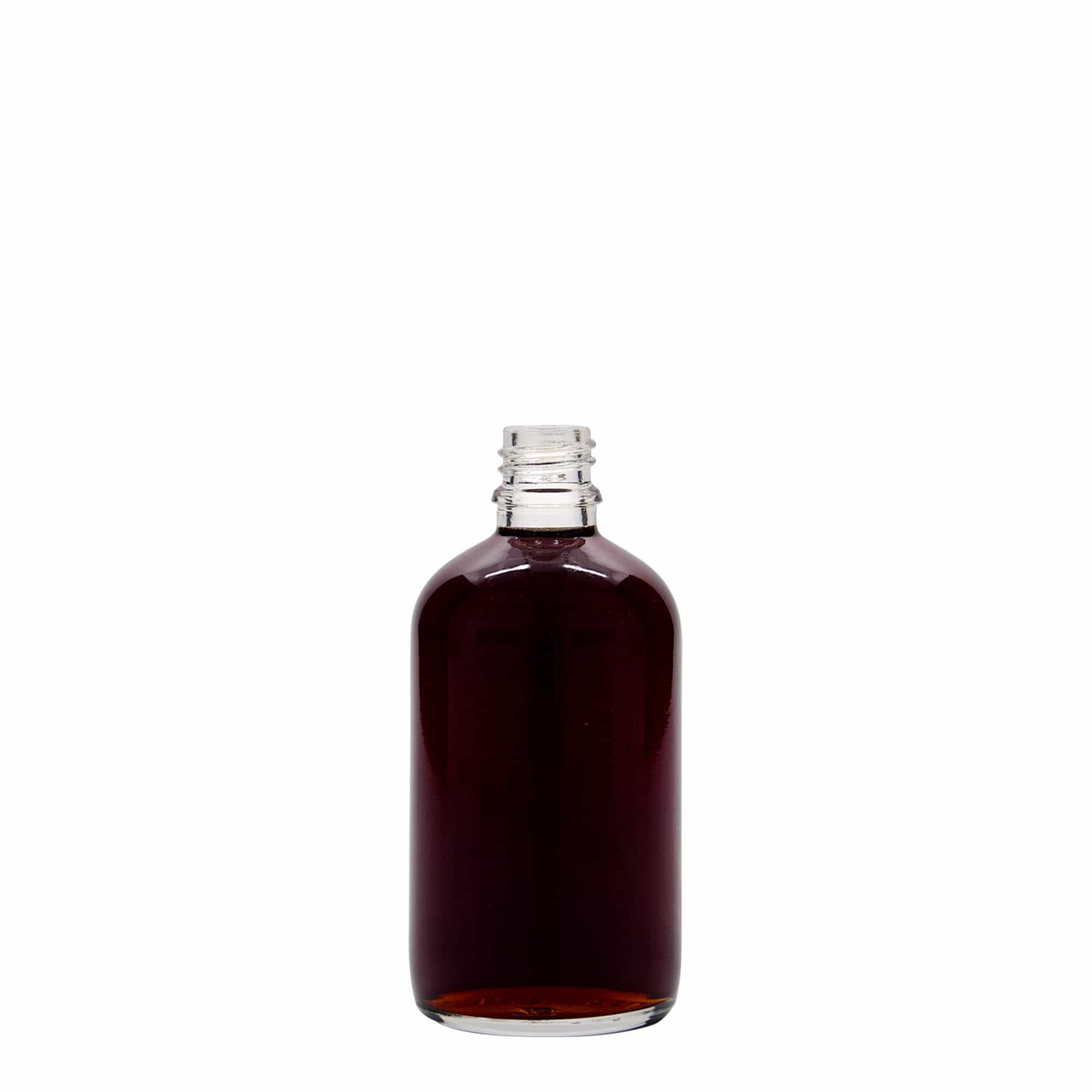 100 ml lääkepullo, lasi, suu: DIN 18