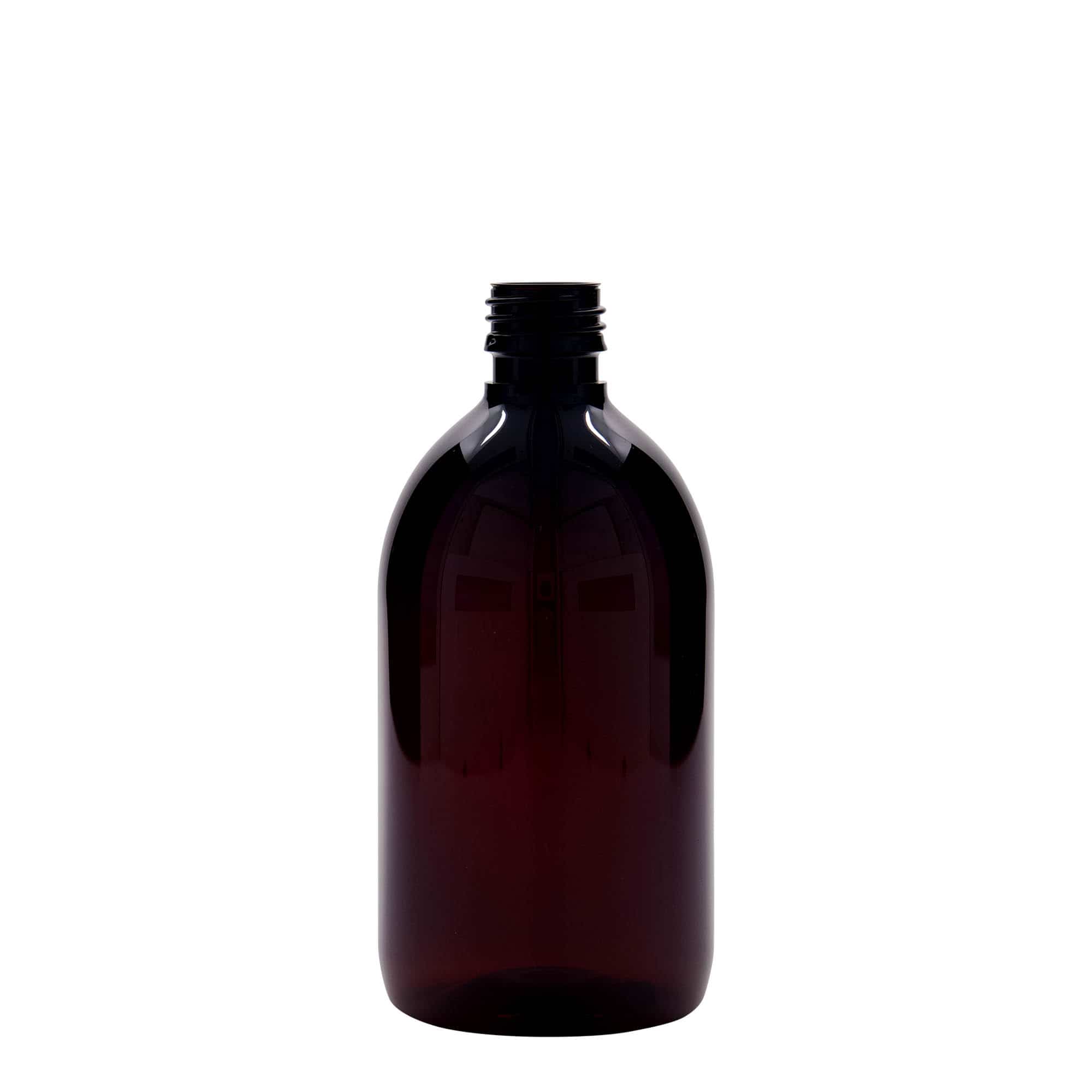 500 ml PET-lääkepullo, ruskea, muovi, suu: PP 28 500 ml PET-lääkepullo, ruskea, muovi, suu: PP 28