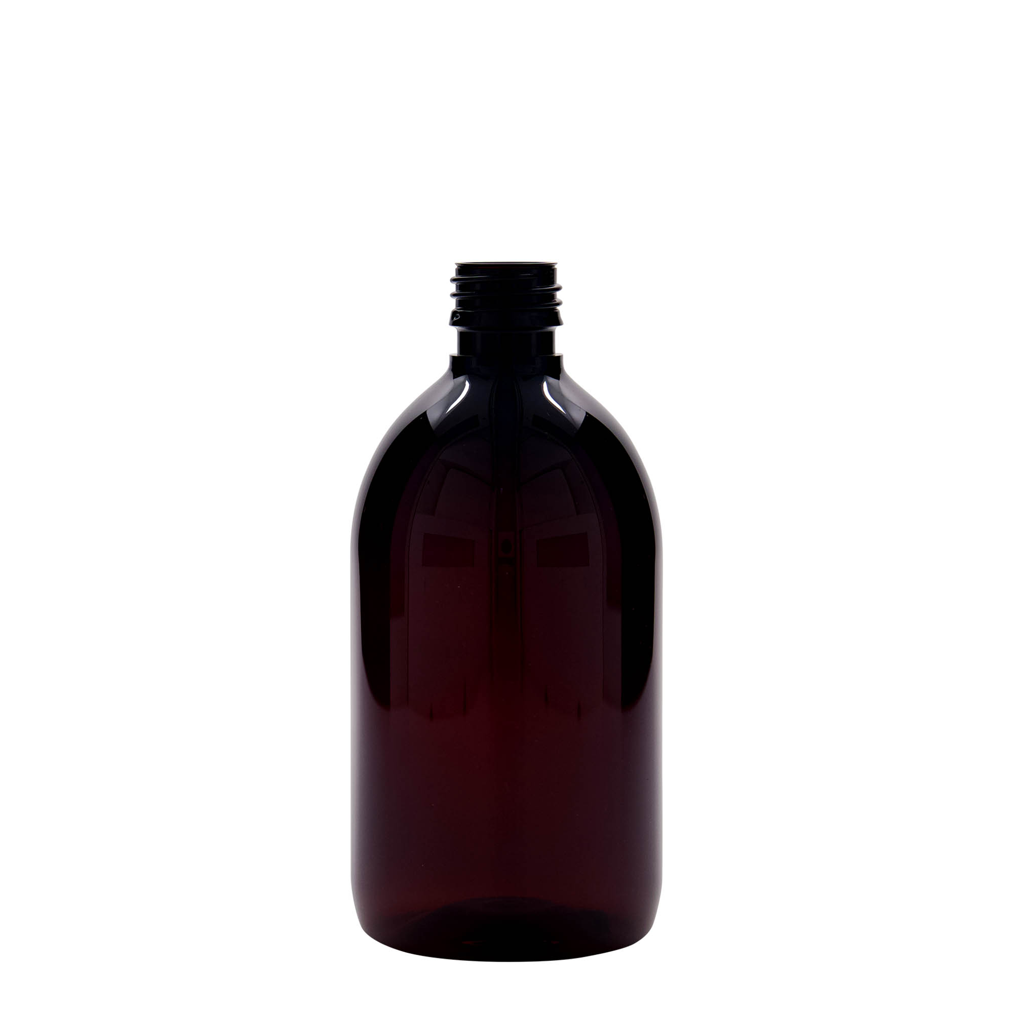 500 ml PET-lääke pullo, ruskea, muovi, suuaukko: PP 28