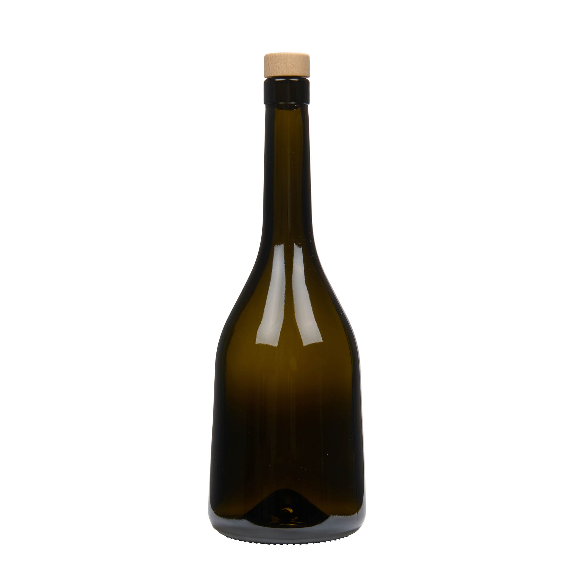 750 ml lasipullo 'Rustica', antiikkivihreä, suuaukko: korkki