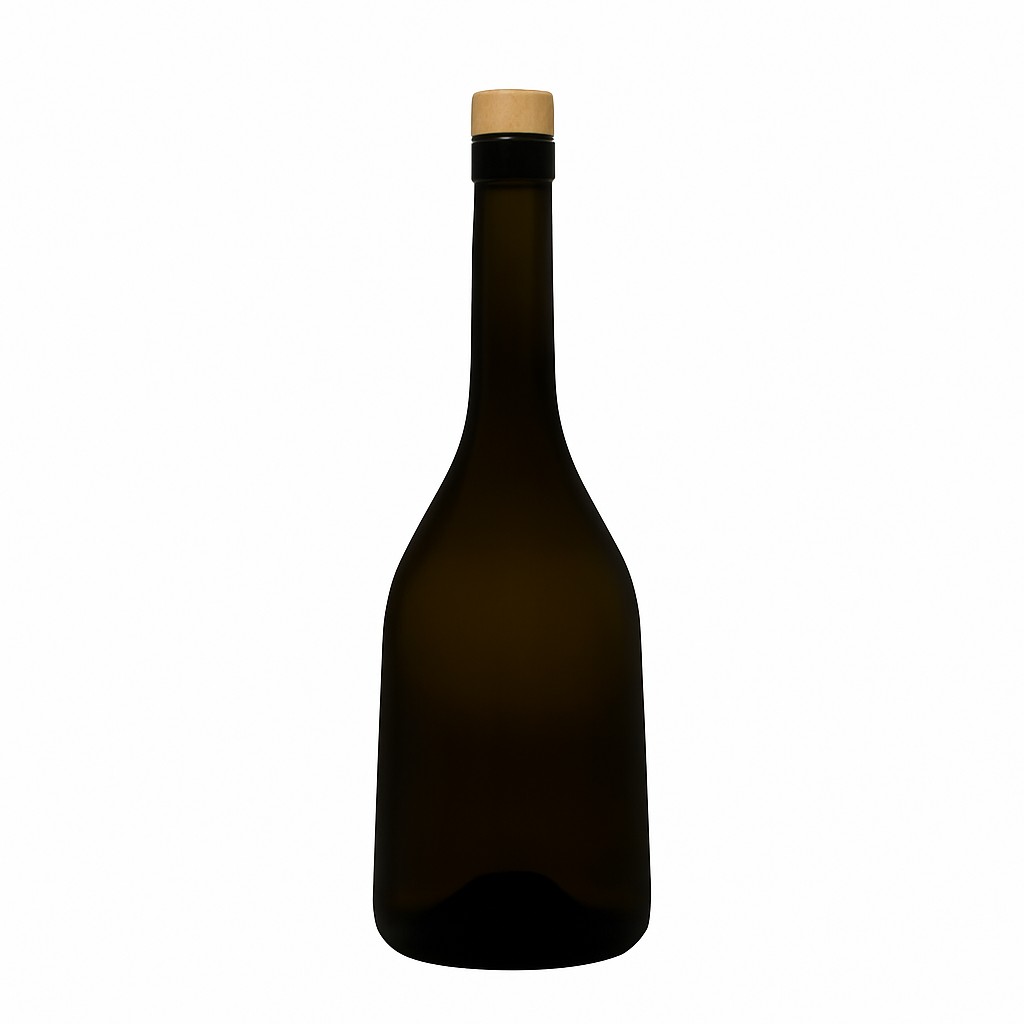 750 ml lasipullo ”Rustica”, antiikkivihreä, suuaukko: korkki