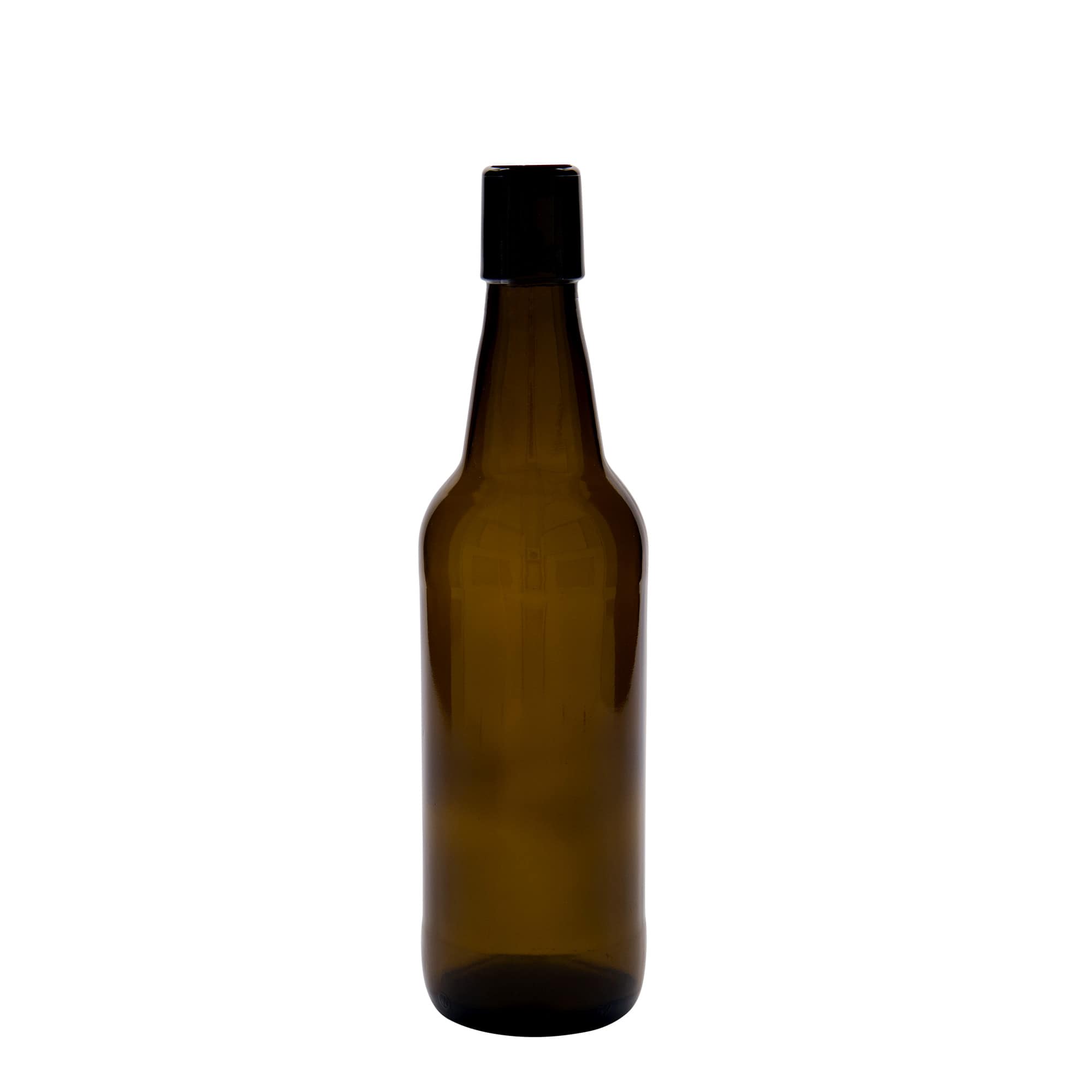 500 ml olutpullo, lasia, ruskea, suuaukko: lukittava kansi