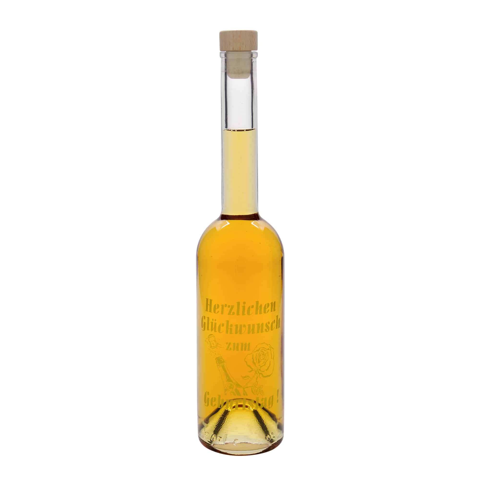 500 ml lasipullo ”Opera”, kuvio: syntymäpäiväpullo, suuaukko: korkki