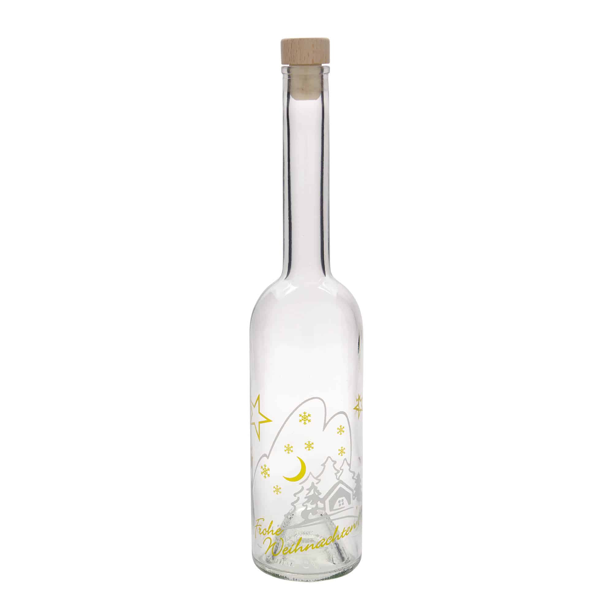500 ml lasipullo 'Ooppera', kuvio: joulumaisema, suu: korkki