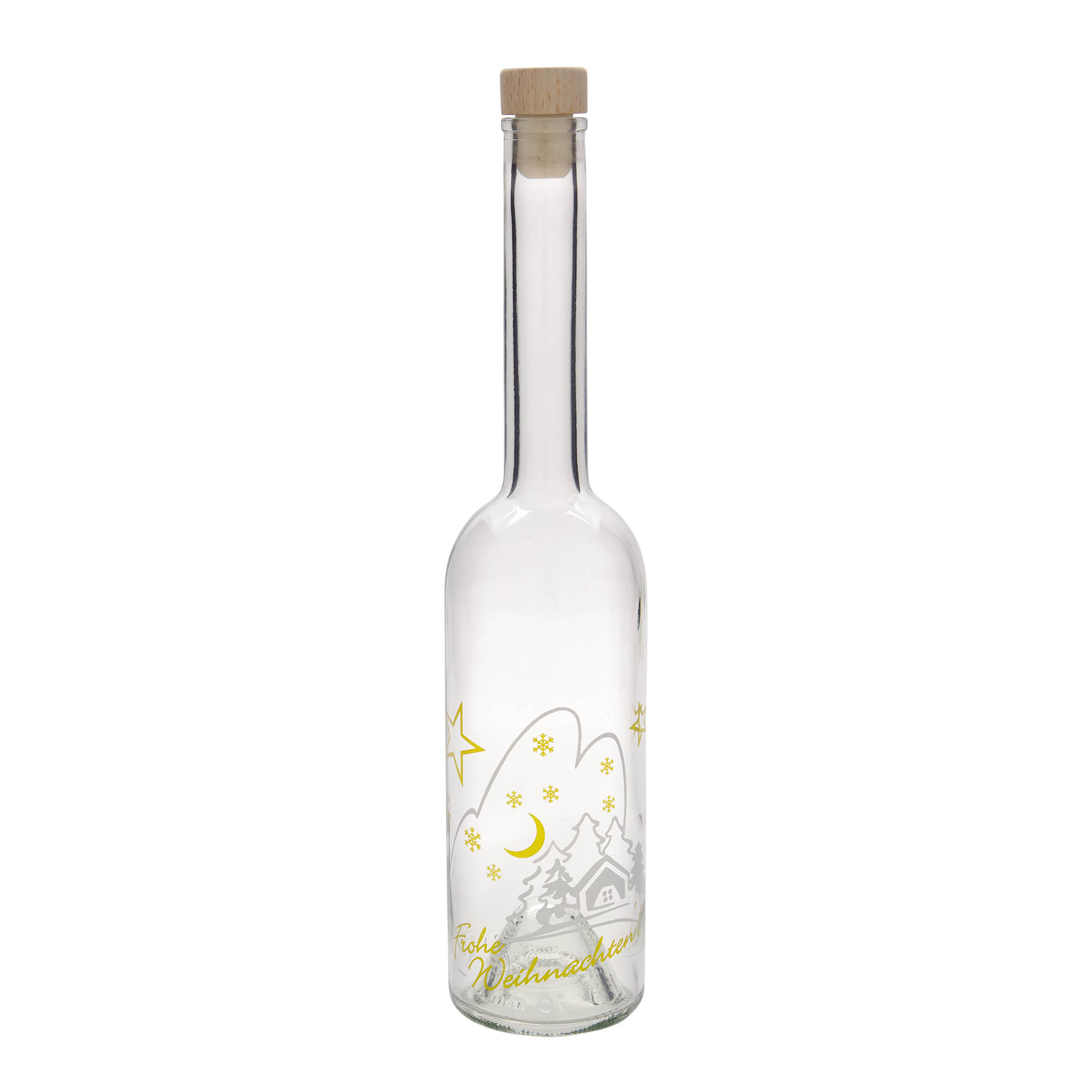 500 ml lasipullo ”Opera”, kuva-aihe: joulun idylli, suuaukko: korkki