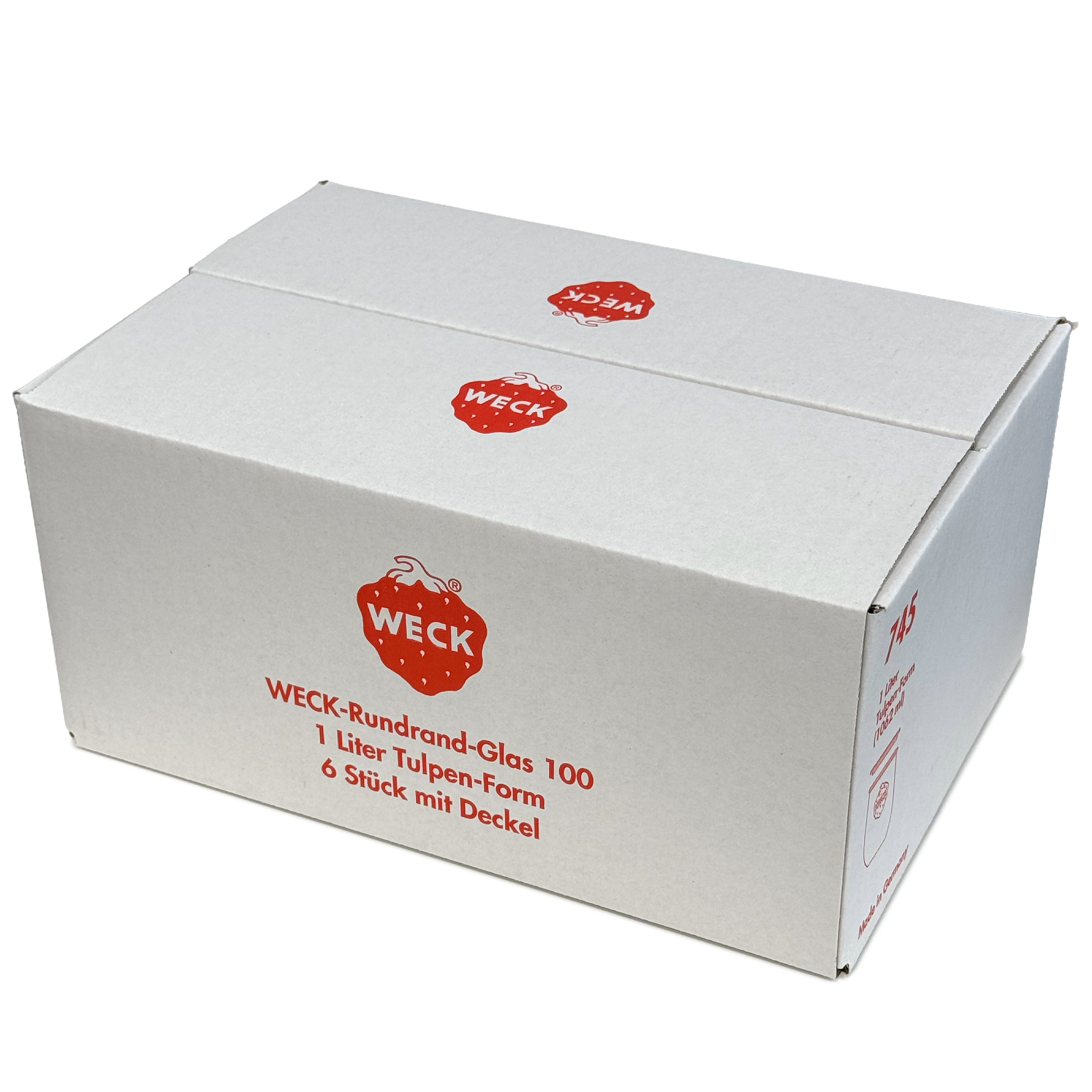 6x 1050 ml WECK-tulppalasi lasikannella RR 100